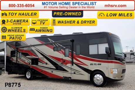 /CA 4/24/14 &lt;a href=&quot;http://www.mhsrv.com/thor-motor-coach/&quot;&gt;&lt;img src=&quot;http://www.mhsrv.com/images/sold-thor.jpg&quot; width=&quot;383&quot; height=&quot;141&quot; border=&quot;0&quot;/&gt;&lt;/a&gt; Used Thor Motor Coach RV for Sale- 2013 Thor Motor Coach 37LS toy hauler with 7,964 miles and a slide. This RV is approximately 37 feet in length with a Ford V10 engine, Ford chassis, 5.5 KW Onan generator with 201 hours, power mirrors with heat, power patio awning, slide-out room toppers, pass-thru storage with side swing baggage doors, aluminum wheels, exterior shower, 5K lb. hitch, automatic hydraulic leveling system, exterior entertainment center, dual pane windows, solid surface counter, washer/dryer stack, power cab over bunk, above ground patio, convection microwave, 2 roof A/Cs and 3 flat panel TVs. For additional information and photos please visit Motor Home Specialist at www.MHSRV .com or call 800-335-6054.