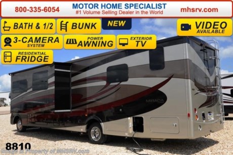 /wa 9/1/14 &lt;a href=&quot;http://www.mhsrv.com/coachmen-rv/&quot;&gt;&lt;img src=&quot;http://www.mhsrv.com/images/sold-coachmen.jpg&quot; width=&quot;383&quot; height=&quot;141&quot; border=&quot;0&quot;/&gt;&lt;/a&gt; World&#39;s RV Show Sale Priced Now Through Sept 6th. Call 800-335-6054 for Details.  &lt;object width=&quot;400&quot; height=&quot;300&quot;&gt;&lt;param name=&quot;movie&quot; value=&quot;//www.youtube.com/v/Bka_R_kS_Hg?version=3&amp;amp;hl=en_US&quot;&gt;&lt;/param&gt;&lt;param name=&quot;allowFullScreen&quot; value=&quot;true&quot;&gt;&lt;/param&gt;&lt;param name=&quot;allowscriptaccess&quot; value=&quot;always&quot;&gt;&lt;/param&gt;&lt;embed src=&quot;//www.youtube.com/v/Bka_R_kS_Hg?version=3&amp;amp;hl=en_US&quot; type=&quot;application/x-shockwave-flash&quot; width=&quot;400&quot; height=&quot;300&quot; allowscriptaccess=&quot;always&quot; allowfullscreen=&quot;true&quot;&gt;&lt;/embed&gt;&lt;/object&gt; 
#1 Volume Selling Motor Home Dealer in the World. Call 800-335-6054 or visit MHSRV .com for our Upfront &amp; Everyday Low Sale Prices!  M.S.R.P $147,224 - New 2015 Coachmen Mirada Model 35BH is unique to the industry because it not only boast 2 Slide-out rooms, a 39 inch TV and residential refrigerator, but also hallway bunk beds and a bath &amp; 1/2! It measures approximately 36 feet 7 inches in length. Options include the beautiful full body paint exterior with Diamond Shield paint protection, upgraded Cognac Maple wood, valve stem extensions, TV/DVD player for each bunk, DVD player in the bedroom, power drop down bunk, dual pane frameless windows, side cameras, power heated mirrors, was/electric water heater, exterior entertainment center, Travel Easy Roadside Assistance and a residential refrigerator that includes an inverter and a second auxiliary battery. Standards include a 5.5KW generator, ball bearing drawer guides, reclining/swivel pilot seats, power windshield shade, pass-thru storage, power patio awning, automatic leveling jacks, back up camera, Corian kitchen counter top, ceramic tile backsplash, 32 inch bedroom TV and much more. For additional coach information, brochure, window sticker, videos, photos, Mirada customer reviews &amp; testimonials please visit Motor Home Specialist at MHSRV .com or call 800-335-6054. At MHS we DO NOT charge any prep or orientation fees like you will find at other dealerships. All sale prices include a 200 point inspection, interior &amp; exterior wash &amp; detail of vehicle, a thorough coach orientation with an MHS technician, an RV Starter&#39;s kit, a nights stay in our delivery park featuring landscaped and covered pads with full hook-ups and much more. WHY PAY MORE?... WHY SETTLE FOR LESS? 