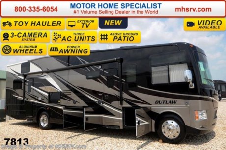 /IL 8/25/14 &lt;a href=&quot;http://www.mhsrv.com/thor-motor-coach/&quot;&gt;&lt;img src=&quot;http://www.mhsrv.com/images/sold-thor.jpg&quot; width=&quot;383&quot; height=&quot;141&quot; border=&quot;0&quot;/&gt;&lt;/a&gt; If you purchase now through July 31st, 2014 MHSRV will donate $1,000 to the Intrepid Fallen Heroes Fund adding to our now more than $265,000 already raised!  Sale Price at MHSRV .com or Call 800-335-6054.  Family Owned &amp; Operated and the #1 Volume Selling Motor Home Dealer in the World as well as the #1 Thor Motor Coach Dealer in the World. &lt;object width=&quot;400&quot; height=&quot;300&quot;&gt;&lt;param name=&quot;movie&quot; value=&quot;//www.youtube.com/v/IgC0KTermZs?version=3&amp;amp;hl=en_US&quot;&gt;&lt;/param&gt;&lt;param name=&quot;allowFullScreen&quot; value=&quot;true&quot;&gt;&lt;/param&gt;&lt;param name=&quot;allowscriptaccess&quot; value=&quot;always&quot;&gt;&lt;/param&gt;&lt;embed src=&quot;//www.youtube.com/v/IgC0KTermZs?version=3&amp;amp;hl=en_US&quot; type=&quot;application/x-shockwave-flash&quot; width=&quot;400&quot; height=&quot;300&quot; allowscriptaccess=&quot;always&quot; allowfullscreen=&quot;true&quot;&gt;&lt;/embed&gt;&lt;/object&gt;   MSRP $174,444. New 2015 Thor Motor Coach Outlaw Toy Hauler. Model 37LS with slide-out room, Ford 26-Series chassis with Triton V-10 engine, frameless windows, high polished aluminum wheels, as well as drop down ramp door with spring assist &amp; railing for patio use. This unit measures approximately 38 feet 4 inches in length. Options include the beautiful full body exterior, an electric overhead hide-away bunk, dual cargo sofas in garage area and frameless dual pane windows. The Outlaw toy hauler RV has an incredible list of standard features for 2015 including beautiful wood &amp; interior decor packages, (4) LCD TVs including an exterior entertainment center, large living room LCD TV on slide-out, LCD TV in loft and LCD TV in garage. You will also find a premium sound system, (3) A/C units, Bluetooth enable coach radio system with exterior speakers, power patio awing with integrated LED lighting, dual side entrance doors, fueling station, 1-piece windshield, a 5500 Onan generator, 3 camera monitoring system, automatic leveling system, Soft Touch leather furniture, leatherette sofa with sleeper, day/night shades and much more. For additional coach information, brochure, window sticker, videos, photos &amp; reviews &amp; testimonials please visit Motor Home Specialist at MHSRV .com or call 800-335-6054. At MHS we DO NOT charge any prep or orientation fees like you will find at other dealerships. All sale prices include a 200 point inspection, interior &amp; exterior wash &amp; detail of vehicle, a thorough coach orientation with an MHS technician, an RV Starter&#39;s kit, a nights stay in our delivery park featuring landscaped and covered pads with full hook-ups and much more. WHY PAY MORE?... WHY SETTLE FOR LESS?