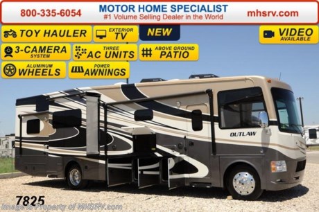 SOLD ME 10-24-14 Family Owned &amp; Operated and the #1 Volume Selling Motor Home Dealer in the World as well as the #1 Thor Motor Coach Dealer in the World. &lt;object width=&quot;400&quot; height=&quot;300&quot;&gt;&lt;param name=&quot;movie&quot; value=&quot;//www.youtube.com/v/IgC0KTermZs?version=3&amp;amp;hl=en_US&quot;&gt;&lt;/param&gt;&lt;param name=&quot;allowFullScreen&quot; value=&quot;true&quot;&gt;&lt;/param&gt;&lt;param name=&quot;allowscriptaccess&quot; value=&quot;always&quot;&gt;&lt;/param&gt;&lt;embed src=&quot;//www.youtube.com/v/IgC0KTermZs?version=3&amp;amp;hl=en_US&quot; type=&quot;application/x-shockwave-flash&quot; width=&quot;400&quot; height=&quot;300&quot; allowscriptaccess=&quot;always&quot; allowfullscreen=&quot;true&quot;&gt;&lt;/embed&gt;&lt;/object&gt;   MSRP $180,444. New 2015 Thor Motor Coach Outlaw Toy Hauler. Model 37MD with 2 slide-out rooms, Ford 26-Series chassis with Triton V-10 engine, frameless windows, high polished aluminum wheels, as well as drop down ramp door with spring assist &amp; railing for patio use. This unit measures approximately 38 feet 7 inches in length. Options include the beautiful full body exterior, an electric overhead hide-away bunk, dual cargo sofas in garage area and frameless dual pane windows. The Outlaw toy hauler RV has an incredible list of standard features for 2015 including beautiful wood &amp; interior decor packages, (5) LCD TVs including an exterior entertainment center, large living room LCD TV, LCD TV in loft, LCD TV in second living room and LCD TV in garage. You will also find a premium sound system, (3) A/C units, Bluetooth enable coach radio system with exterior speakers, power patio awing with integrated LED lighting, dual side entrance doors, fueling station, 1-piece windshield, a 5500 Onan generator, 3 camera monitoring system, automatic leveling system, Soft Touch leather furniture, leatherette sofa with sleeper, day/night shades and much more. For additional coach information, brochure, window sticker, videos, photos &amp; reviews &amp; testimonials please visit Motor Home Specialist at MHSRV .com or call 800-335-6054. At MHS we DO NOT charge any prep or orientation fees like you will find at other dealerships. All sale prices include a 200 point inspection, interior &amp; exterior wash &amp; detail of vehicle, a thorough coach orientation with an MHS technician, an RV Starter&#39;s kit, a nights stay in our delivery park featuring landscaped and covered pads with full hook-ups and much more. WHY PAY MORE?... WHY SETTLE FOR LESS? &lt;object width=&quot;400&quot; height=&quot;300&quot;&gt;&lt;param name=&quot;movie&quot; value=&quot;//www.youtube.com/v/VZXdH99Xe00?hl=en_US&amp;amp;version=3&quot;&gt;&lt;/param&gt;&lt;param name=&quot;allowFullScreen&quot; value=&quot;true&quot;&gt;&lt;/param&gt;&lt;param name=&quot;allowscriptaccess&quot; value=&quot;always&quot;&gt;&lt;/param&gt;&lt;embed src=&quot;//www.youtube.com/v/VZXdH99Xe00?hl=en_US&amp;amp;version=3&quot; type=&quot;application/x-shockwave-flash&quot; width=&quot;400&quot; height=&quot;300&quot; allowscriptaccess=&quot;always&quot; allowfullscreen=&quot;true&quot;&gt;&lt;/embed&gt;&lt;/object&gt;