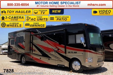 /TN 8/25/14 &lt;a href=&quot;http://www.mhsrv.com/thor-motor-coach/&quot;&gt;&lt;img src=&quot;http://www.mhsrv.com/images/sold-thor.jpg&quot; width=&quot;383&quot; height=&quot;141&quot; border=&quot;0&quot;/&gt;&lt;/a&gt; World&#39;s RV Show Sale Priced Now Through Sept 6th. Call 800-335-6054 for Details.   Family Owned &amp; Operated and the #1 Volume Selling Motor Home Dealer in the World as well as the #1 Thor Motor Coach Dealer in the World. &lt;object width=&quot;400&quot; height=&quot;300&quot;&gt;&lt;param name=&quot;movie&quot; value=&quot;//www.youtube.com/v/IgC0KTermZs?version=3&amp;amp;hl=en_US&quot;&gt;&lt;/param&gt;&lt;param name=&quot;allowFullScreen&quot; value=&quot;true&quot;&gt;&lt;/param&gt;&lt;param name=&quot;allowscriptaccess&quot; value=&quot;always&quot;&gt;&lt;/param&gt;&lt;embed src=&quot;//www.youtube.com/v/IgC0KTermZs?version=3&amp;amp;hl=en_US&quot; type=&quot;application/x-shockwave-flash&quot; width=&quot;400&quot; height=&quot;300&quot; allowscriptaccess=&quot;always&quot; allowfullscreen=&quot;true&quot;&gt;&lt;/embed&gt;&lt;/object&gt;   MSRP $180,294. New 2015 Thor Motor Coach Outlaw Toy Hauler. Model 37MD with 2 slide-out rooms, Ford 26-Series chassis with Triton V-10 engine, frameless windows, high polished aluminum wheels, as well as drop down ramp door with spring assist &amp; railing for patio use. This unit measures approximately 38 feet 7 inches in length. Options include the beautiful full body exterior, an electric overhead hide-away bunk, dual cargo sofas in garage area and frameless dual pane windows. The Outlaw toy hauler RV has an incredible list of standard features for 2015 including beautiful wood &amp; interior decor packages, (5) LCD TVs including an exterior entertainment center, large living room LCD TV, LCD TV in loft, LCD TV in second living room and LCD TV in garage. You will also find a premium sound system, (3) A/C units, Bluetooth enable coach radio system with exterior speakers, power patio awing with integrated LED lighting, dual side entrance doors, fueling station, 1-piece windshield, a 5500 Onan generator, 3 camera monitoring system, automatic leveling system, Soft Touch leather furniture, leatherette sofa with sleeper, day/night shades and much more. For additional coach information, brochure, window sticker, videos, photos &amp; reviews &amp; testimonials please visit Motor Home Specialist at MHSRV .com or call 800-335-6054. At MHS we DO NOT charge any prep or orientation fees like you will find at other dealerships. All sale prices include a 200 point inspection, interior &amp; exterior wash &amp; detail of vehicle, a thorough coach orientation with an MHS technician, an RV Starter&#39;s kit, a nights stay in our delivery park featuring landscaped and covered pads with full hook-ups and much more. WHY PAY MORE?... WHY SETTLE FOR LESS?
