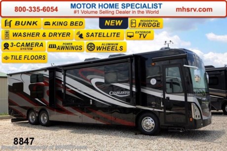 /SOLD 6/18/2014   2014 CLOSEOUT! Receive a $1,000 VISA Gift Card with purchase from Motor Home Specialist while supplies last! Visit MHSRV .com or Call 800-335-6054 for complete details. &lt;object width=&quot;400&quot; height=&quot;300&quot;&gt;&lt;param name=&quot;movie&quot; value=&quot;http://www.youtube.com/v/fBpsq4hH-Ws?version=3&amp;amp;hl=en_US&quot;&gt;&lt;/param&gt;&lt;param name=&quot;allowFullScreen&quot; value=&quot;true&quot;&gt;&lt;/param&gt;&lt;param name=&quot;allowscriptaccess&quot; value=&quot;always&quot;&gt;&lt;/param&gt;&lt;embed src=&quot;http://www.youtube.com/v/fBpsq4hH-Ws?version=3&amp;amp;hl=en_US&quot; type=&quot;application/x-shockwave-flash&quot; width=&quot;400&quot; height=&quot;300&quot; allowscriptaccess=&quot;always&quot; allowfullscreen=&quot;true&quot;&gt;&lt;/embed&gt;&lt;/object&gt;  #1 Volume Selling Motor Home Dealer in the World. Call 800-335-6054 or visit MHSRV .com for our Upfront &amp; Everyday Low Sale Prices!  MSRP $364,345. New 2014 Forest River Charleston Tag Axle Bunkhouse 430BH with 10KW Onan generator, stackable washer/dryer, oversized slide-out storage tray, Residential refrigerator, king sized Dual control Select Comfort mattress w/cordless remote, exterior entertainment center, basement freezer and 3 A/Cs. The RV measures approximately 43 feet 6 inches in length. Optional equipment includes Midnight Flame full body paint and booth dinette. It is powered by the Cummins 450 HP diesel, Allison 3000 series transmission and has an incredible list of standard equipment. FOR ADDITONAL DETAILS, PHOTOS, BROCHURE, FACTORY WINDOW STICKER, VIDEOS &amp; MORE Please visit Motor Home Specialist at MHSRV .com or call 800-335-6054.At Motor Home Specialist we DO NOT charge any prep or orientation fees like you will find at other dealerships. All sale prices include a 200 point inspection, interior &amp; exterior wash &amp; detail of vehicle, a thorough coach orientation with an MHS technician, an RV Starter&#39;s kit, a nights stay in our delivery park featuring landscaped and covered pads with full hook-ups and much more! Read From Thousands of Testimonials at MHSRV .com and See What They Had to Say About Their Experience at Motor Home Specialist. WHY PAY MORE?...... WHY SETTLE FOR LESS?
