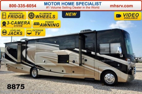 /MT 2/23/15 &lt;a href=&quot;http://www.mhsrv.com/thor-motor-coach/&quot;&gt;&lt;img src=&quot;http://www.mhsrv.com/images/sold-thor.jpg&quot; width=&quot;383&quot; height=&quot;141&quot; border=&quot;0&quot;/&gt;&lt;/a&gt;
Receive a $2,000 VISA Gift Card with purchase from Motor Home Specialist. Offer ends Feb. 28th, 2015.   &lt;object width=&quot;400&quot; height=&quot;300&quot;&gt;&lt;param name=&quot;movie&quot; value=&quot;//www.youtube.com/v/bN591K_alkM?hl=en_US&amp;amp;version=3&quot;&gt;&lt;/param&gt;&lt;param name=&quot;allowFullScreen&quot; value=&quot;true&quot;&gt;&lt;/param&gt;&lt;param name=&quot;allowscriptaccess&quot; value=&quot;always&quot;&gt;&lt;/param&gt;&lt;embed src=&quot;//www.youtube.com/v/bN591K_alkM?hl=en_US&amp;amp;version=3&quot; type=&quot;application/x-shockwave-flash&quot; width=&quot;400&quot; height=&quot;300&quot; allowscriptaccess=&quot;always&quot; allowfullscreen=&quot;true&quot;&gt;&lt;/embed&gt;&lt;/object&gt;   MSRP $167,889. The new 2015 Thor Motor Coach Challenger features frameless windows, Flexsteel driver and passenger&#39;s chairs, detachable shore cord, 100 gallon fresh water tank, exterior speakers, LED lighting, beautiful decor, Whirlpool microwave, residential refrigerator, 1800 Watt inverter and a larger bedroom TV. This luxury RV measures approximately 38 feet 1 inch in length and features (3) slide-out rooms, a revolutionary &quot;Island&quot; kitchen with vast countertop space, a custom kitchen bar with wine rack, a hidden trash receptacle, dual vanities in bathroom, a large panoramic window across from kitchen and a motorized hide-a-way 40&quot; LCD TV with sound bar! Optional equipment includes the Peppercorn full body paint exterior, frameless dual pane windows, electric overhead Hide-Away Bunk and a 3-burner range with oven. The 2015 Thor Motor Coach Challenger also features one of the most impressive lists of standard equipment in the RV industry including a Ford Triton V-10 engine, 5-speed automatic transmission, 22-Series ford chassis with aluminum wheels, fully automatic hydraulic leveling system, electric patio awning with LED lighting, side hinged baggage doors, exterior entertainment package, iPod docking station, DVD, LCD TVs, day/night shades, solid surface kitchen counter, dual roof A/C units, 5500 Onan generator, gas/electric water heater, heated and enclosed holding tanks and much more. For additional coach information, brochure, window sticker, videos, photos, reviews &amp; testimonials please visit Motor Home Specialist at MHSRV .com or call 800-335-6054. At MHS we DO NOT charge any prep or orientation fees like you will find at other dealerships. All sale prices include a 200 point inspection, interior &amp; exterior wash &amp; detail of vehicle, a thorough coach orientation with an MHS technician, an RV Starter&#39;s kit, a nights stay in our delivery park featuring landscaped and covered pads with full hook-ups and much more. WHY PAY MORE?... WHY SETTLE FOR LESS? &lt;object width=&quot;400&quot; height=&quot;300&quot;&gt;&lt;param name=&quot;movie&quot; value=&quot;//www.youtube.com/v/VZXdH99Xe00?hl=en_US&amp;amp;version=3&quot;&gt;&lt;/param&gt;&lt;param name=&quot;allowFullScreen&quot; value=&quot;true&quot;&gt;&lt;/param&gt;&lt;param name=&quot;allowscriptaccess&quot; value=&quot;always&quot;&gt;&lt;/param&gt;&lt;embed src=&quot;//www.youtube.com/v/VZXdH99Xe00?hl=en_US&amp;amp;version=3&quot; type=&quot;application/x-shockwave-flash&quot; width=&quot;400&quot; height=&quot;300&quot; allowscriptaccess=&quot;always&quot; allowfullscreen=&quot;true&quot;&gt;&lt;/embed&gt;&lt;/object&gt;