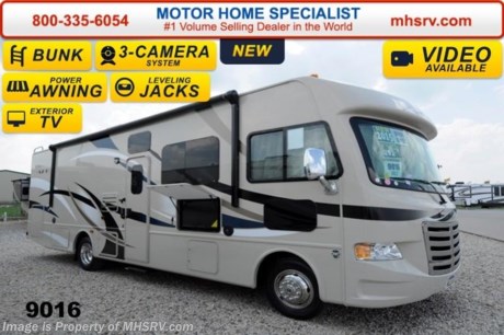 /TX 1/19/15 &lt;a href=&quot;http://www.mhsrv.com/thor-motor-coach/&quot;&gt;&lt;img src=&quot;http://www.mhsrv.com/images/sold-thor.jpg&quot; width=&quot;383&quot; height=&quot;141&quot; border=&quot;0&quot; /&gt;&lt;/a&gt;
Family Owned &amp; Operated and the #1 Volume Selling Motor Home Dealer in the World as well as the #1 A.C.E. Dealer in the World.  &lt;object width=&quot;400&quot; height=&quot;300&quot;&gt;&lt;param name=&quot;movie&quot; value=&quot;http://www.youtube.com/v/fBpsq4hH-Ws?version=3&amp;amp;hl=en_US&quot;&gt;&lt;/param&gt;&lt;param name=&quot;allowFullScreen&quot; value=&quot;true&quot;&gt;&lt;/param&gt;&lt;param name=&quot;allowscriptaccess&quot; value=&quot;always&quot;&gt;&lt;/param&gt;&lt;embed src=&quot;http://www.youtube.com/v/fBpsq4hH-Ws?version=3&amp;amp;hl=en_US&quot; type=&quot;application/x-shockwave-flash&quot; width=&quot;400&quot; height=&quot;300&quot; allowscriptaccess=&quot;always&quot; allowfullscreen=&quot;true&quot;&gt;&lt;/embed&gt;&lt;/object&gt; MSRP $111,086. New 2015 Thor Motor Coach A.C.E. Model EVO 30.2 Bunk Model with a full wall slide. The A.C.E. is the class A &amp; C Evolution. It Combines many of the most popular features of a class A motor home and a class C motor home to make something truly unique to the RV industry. This unit measures approximately 31 feet 4 inches in length. Optional equipment includes beautiful HD-Max exterior, exterior entertainment center, TV &amp; DVD player in bedroom, (2) LCD TV&#39;s w/DVD player in bunk beds, (2) 12V attic fans, second auxiliary battery and a 15.0 BUT A/C IPO 13.5 BTU. The A.C.E. also features a Ford Triton V-10 engine, frameless windows, power charging station, drop down overhead bunk, power side mirrors with integrated side view cameras, hydraulic leveling jacks, a mud-room, exterior mega-storage, roof ladder, 4000 Onan Micro-Quiet generator, electric patio awning with integrated LED lights, AM/FM/CD, reclining swivel leatherette captain&#39;s chairs, stainless steel wheel liners, hitch, booth dinette, systems control center, valve stem extenders, refrigerator, microwave, water heater, one-piece windshield with &quot;20/20 vision&quot; front cap that helps eliminate heat and sunlight from getting into the drivers vision, floor level cockpit window for better visibility while turning, a &quot;below floor&quot; furnace and water heater helping keep the noise to an absolute minimum and the exhaust away from the kids and pets, cockpit mirrors, slide-out workstation in the dash and much more.  For additional coach information, brochures, window sticker, videos, photos, A.C.E. reviews &amp; testimonials as well as additional information about Motor Home Specialist and our manufacturers please visit us at MHSRV .com or call 800-335-6054. At Motor Home Specialist we DO NOT charge any prep or orientation fees like you will find at other dealerships. All sale prices include a 200 point inspection, interior &amp; exterior wash &amp; detail of vehicle, a thorough coach orientation with an MHS technician, an RV Starter&#39;s kit, a nights stay in our delivery park featuring landscaped and covered pads with full hook-ups and much more. WHY PAY MORE?... WHY SETTLE FOR LESS?