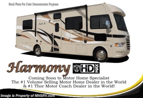 /CA 8/5/14 &lt;a href=&quot;http://www.mhsrv.com/thor-motor-coach/&quot;&gt;&lt;img src=&quot;http://www.mhsrv.com/images/sold-thor.jpg&quot; width=&quot;383&quot; height=&quot;141&quot; border=&quot;0&quot;/&gt;&lt;/a&gt;Family Owned &amp; Operated and the #1 Volume Selling Motor Home Dealer in the World as well as the #1 A.C.E. Dealer in the World.  &lt;object width=&quot;400&quot; height=&quot;300&quot;&gt;&lt;param name=&quot;movie&quot; value=&quot;http://www.youtube.com/v/fBpsq4hH-Ws?version=3&amp;amp;hl=en_US&quot;&gt;&lt;/param&gt;&lt;param name=&quot;allowFullScreen&quot; value=&quot;true&quot;&gt;&lt;/param&gt;&lt;param name=&quot;allowscriptaccess&quot; value=&quot;always&quot;&gt;&lt;/param&gt;&lt;embed src=&quot;http://www.youtube.com/v/fBpsq4hH-Ws?version=3&amp;amp;hl=en_US&quot; type=&quot;application/x-shockwave-flash&quot; width=&quot;400&quot; height=&quot;300&quot; allowscriptaccess=&quot;always&quot; allowfullscreen=&quot;true&quot;&gt;&lt;/embed&gt;&lt;/object&gt; MSRP $111,086. New 2015 Thor Motor Coach A.C.E. Model EVO 30.2 Bunk Model with a full wall slide. The A.C.E. is the class A &amp; C Evolution. It Combines many of the most popular features of a class A motor home and a class C motor home to make something truly unique to the RV industry. This unit measures approximately 31 feet 4 inches in length. Optional equipment includes beautiful HD-Max exterior, exterior entertainment center, TV &amp; DVD player in bedroom, (2) LCD TV&#39;s w/DVD player in bunk beds, (2) 12V attic fans, second auxiliary battery and a 15.0 BUT A/C IPO 13.5 BTU. The A.C.E. also features a Ford Triton V-10 engine, frameless windows, power charging station, drop down overhead bunk, power side mirrors with integrated side view cameras, hydraulic leveling jacks, a mud-room, exterior mega-storage, roof ladder, 4000 Onan Micro-Quiet generator, electric patio awning with integrated LED lights, AM/FM/CD, reclining swivel leatherette captain&#39;s chairs, stainless steel wheel liners, hitch, booth dinette, systems control center, valve stem extenders, refrigerator, microwave, water heater, one-piece windshield with &quot;20/20 vision&quot; front cap that helps eliminate heat and sunlight from getting into the drivers vision, floor level cockpit window for better visibility while turning, a &quot;below floor&quot; furnace and water heater helping keep the noise to an absolute minimum and the exhaust away from the kids and pets, cockpit mirrors, slide-out workstation in the dash and much more.  For additional coach information, brochures, window sticker, videos, photos, A.C.E. reviews &amp; testimonials as well as additional information about Motor Home Specialist and our manufacturers please visit us at MHSRV .com or call 800-335-6054. At Motor Home Specialist we DO NOT charge any prep or orientation fees like you will find at other dealerships. All sale prices include a 200 point inspection, interior &amp; exterior wash &amp; detail of vehicle, a thorough coach orientation with an MHS technician, an RV Starter&#39;s kit, a nights stay in our delivery park featuring landscaped and covered pads with full hook-ups and much more. WHY PAY MORE?... WHY SETTLE FOR LESS?
