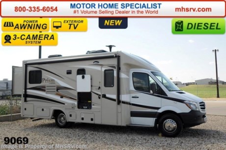 /LA 9/25/14 &lt;a href=&quot;http://www.mhsrv.com/coachmen-rv/&quot;&gt;&lt;img src=&quot;http://www.mhsrv.com/images/sold-coachmen.jpg&quot; width=&quot;383&quot; height=&quot;141&quot; border=&quot;0&quot;/&gt;&lt;/a&gt; World&#39;s RV Show Sale Priced Now Through Sept 6th. Call 800-335-6054 for Details. MSRP $115,811. New 2015 Coachmen Prism B+ Sprinter Diesel. Model 24G. This RV measures approximately 24 feet 10 inches in length with 2 slide-out rooms.  Optional equipment includes the Anniversary package featuring a back up camera &amp; monitor, satellite radio, power awning, stainless steel wheel liners, MCD window shades, euro style refrigerator, cook top with glass cover, LED lights, exterior entertainment center, woodgrain dash applique, upgraded swivel pilot &amp; passenger seats, power skylight/roof vent, roller bearing drawer glides, rear stabilizers, Travel Easy Roadside Assistance &amp; exterior privacy windshield cover. Additional options include a diesel generator, upgraded 15,000 BTU A/C with heat pump, side view cameras, exterior camp kitchen with grill as well as dual pane tinted windows and a knife valve at tank, both included in the Camping Cozy package. The Prism&#39;s impressive list of standards include a 3.0L V-6 turbo diesel engine, sunroof with night shade, hardwood cabinet doors, MCD roller shades, coach TV with DVD player, convection oven power vent, water heater, heated tanks, exterior shower and much more. For additional coach information, brochure, window sticker, videos, photos, Coachmen customer reviews &amp; testimonials please visit Motor Home Specialist at MHSRV .com or call 800-335-6054. At MHS we DO NOT charge any prep or orientation fees like you will find at other dealerships. All sale prices include a 200 point inspection, interior &amp; exterior wash &amp; detail of vehicle, a thorough coach orientation with an MHS technician, an RV Starter&#39;s kit, a nights stay in our delivery park featuring landscaped and covered pads with full hook-ups and much more. WHY PAY MORE?... WHY SETTLE FOR LESS? &lt;object width=&quot;400&quot; height=&quot;300&quot;&gt;&lt;param name=&quot;movie&quot; value=&quot;http://www.youtube.com/v/fBpsq4hH-Ws?version=3&amp;amp;hl=en_US&quot;&gt;&lt;/param&gt;&lt;param name=&quot;allowFullScreen&quot; value=&quot;true&quot;&gt;&lt;/param&gt;&lt;param name=&quot;allowscriptaccess&quot; value=&quot;always&quot;&gt;&lt;/param&gt;&lt;embed src=&quot;http://www.youtube.com/v/fBpsq4hH-Ws?version=3&amp;amp;hl=en_US&quot; type=&quot;application/x-shockwave-flash&quot; width=&quot;400&quot; height=&quot;300&quot; allowscriptaccess=&quot;always&quot; allowfullscreen=&quot;true&quot;&gt;&lt;/embed&gt;&lt;/object&gt; 