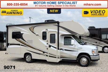 /TX 8/25/14 &lt;a href=&quot;http://www.mhsrv.com/thor-motor-coach/&quot;&gt;&lt;img src=&quot;http://www.mhsrv.com/images/sold-thor.jpg&quot; width=&quot;383&quot; height=&quot;141&quot; border=&quot;0&quot;/&gt;&lt;/a&gt; World&#39;s RV Show Sale Priced Now Through Sept 6th. Call 800-335-6054 for Details.  #1 Volume Selling Motor Home Dealer in the World. MSRP $78,707. New 2015 Thor Motor Coach Chateau Class C RV. Model 22E with Ford E-350 chassis &amp; Ford Triton V-10 engine. This unit measures approximately 23 feet 11 inches in length. Optional equipment includes the amazing HD-Max color exterior, heated holding tanks, wheel liners and back-up monitor. The Chateau Class C RV has an incredible list of standard features for 2015 including Mega exterior storage, power windows and locks, gas/electric water heater, large TV on a swivel in the over head cab (N/A with cab over entertainment center), auto transfer switch, power patio awning with integrated LED lighting, double door refrigerator, skylight, 4000 Onan Micro Quiet generator, slick fiberglass exterior, full extension drawer glides, roof ladder, bedspread &amp; pillow shams, power vent and much more. FOR ADDITIONAL INFORMATION, PHOTOS &amp; VIDEOS Please visit Motor Home Specialist at  MHSRV .com or Call 800-335-6054. At Motor Home Specialist we DO NOT charge any prep or orientation fees like you will find at other dealerships. All sale prices include a 200 point inspection, interior &amp; exterior wash &amp; detail of vehicle, a thorough coach orientation with an MHS technician, an RV Starter&#39;s kit, a nights stay in our delivery park featuring landscaped and covered pads with full hook-ups and much more! Read From Thousands of Testimonials at MHSRV .com and See What They Had to Say About Their Experience at Motor Home Specialist. WHY PAY MORE?...... WHY SETTLE FOR LESS? 