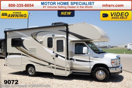 /AZ 9/25/14 &lt;a href=&quot;http://www.mhsrv.com/thor-motor-coach/&quot;&gt;&lt;img src=&quot;http://www.mhsrv.com/images/sold-thor.jpg&quot; width=&quot;383&quot; height=&quot;141&quot; border=&quot;0&quot;/&gt;&lt;/a&gt; World&#39;s RV Show Sale Priced Now Through Sept 6th. Call 800-335-6054 for Details.  #1 Volume Selling Motor Home Dealer in the World. MSRP $78,707. New 2015 Thor Motor Coach Chateau Class C RV. Model 22E with Ford E-350 chassis &amp; Ford Triton V-10 engine. This unit measures approximately 23 feet 11 inches in length. Optional equipment includes the amazing HD-Max color exterior, heated holding tanks, wheel liners and back-up monitor. The Chateau Class C RV has an incredible list of standard features for 2015 including Mega exterior storage, power windows and locks, gas/electric water heater, large TV on a swivel in the over head cab (N/A with cab over entertainment center), auto transfer switch, power patio awning with integrated LED lighting, double door refrigerator, skylight, 4000 Onan Micro Quiet generator, slick fiberglass exterior, full extension drawer glides, roof ladder, bedspread &amp; pillow shams, power vent and much more. FOR ADDITIONAL INFORMATION, PHOTOS &amp; VIDEOS Please visit Motor Home Specialist at  MHSRV .com or Call 800-335-6054. At Motor Home Specialist we DO NOT charge any prep or orientation fees like you will find at other dealerships. All sale prices include a 200 point inspection, interior &amp; exterior wash &amp; detail of vehicle, a thorough coach orientation with an MHS technician, an RV Starter&#39;s kit, a nights stay in our delivery park featuring landscaped and covered pads with full hook-ups and much more! Read From Thousands of Testimonials at MHSRV .com and See What They Had to Say About Their Experience at Motor Home Specialist. WHY PAY MORE?...... WHY SETTLE FOR LESS? 