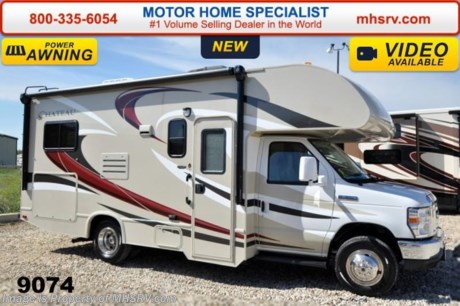 /TX 2/9/15 &lt;a href=&quot;http://www.mhsrv.com/thor-motor-coach/&quot;&gt;&lt;img src=&quot;http://www.mhsrv.com/images/sold-thor.jpg&quot; width=&quot;383&quot; height=&quot;141&quot; border=&quot;0&quot;/&gt;&lt;/a&gt;
#1 Volume Selling Motor Home Dealer in the World. MSRP $78,707. New 2015 Thor Motor Coach Chateau Class C RV. Model 22E with Ford E-350 chassis &amp; Ford Triton V-10 engine. This unit measures approximately 23 feet 11 inches in length. Optional equipment includes the amazing HD-Max color exterior, heated holding tanks, wheel liners and back-up monitor. The Chateau Class C RV has an incredible list of standard features for 2015 including Mega exterior storage, power windows and locks, gas/electric water heater, large TV on a swivel in the over head cab (N/A with cab over entertainment center), auto transfer switch, power patio awning with integrated LED lighting, double door refrigerator, skylight, 4000 Onan Micro Quiet generator, slick fiberglass exterior, full extension drawer glides, roof ladder, bedspread &amp; pillow shams, power vent and much more. FOR ADDITIONAL INFORMATION, PHOTOS &amp; VIDEOS Please visit Motor Home Specialist at  MHSRV .com or Call 800-335-6054. At Motor Home Specialist we DO NOT charge any prep or orientation fees like you will find at other dealerships. All sale prices include a 200 point inspection, interior &amp; exterior wash &amp; detail of vehicle, a thorough coach orientation with an MHS technician, an RV Starter&#39;s kit, a nights stay in our delivery park featuring landscaped and covered pads with full hook-ups and much more! Read From Thousands of Testimonials at MHSRV .com and See What They Had to Say About Their Experience at Motor Home Specialist. WHY PAY MORE?...... WHY SETTLE FOR LESS? 