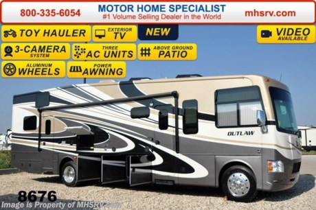 /IA 2/9/15 &lt;a href=&quot;http://www.mhsrv.com/thor-motor-coach/&quot;&gt;&lt;img src=&quot;http://www.mhsrv.com/images/sold-thor.jpg&quot; width=&quot;383&quot; height=&quot;141&quot; border=&quot;0&quot;/&gt;&lt;/a&gt;
Receive a $2,000 VISA Gift Card with purchase from Motor Home Specialist . Offer ends Feb. 28th, 2015. Family Owned &amp; Operated and the #1 Volume Selling Motor Home Dealer in the World as well as the #1 Thor Motor Coach Dealer in the World. &lt;object width=&quot;400&quot; height=&quot;300&quot;&gt;&lt;param name=&quot;movie&quot; value=&quot;//www.youtube.com/v/IgC0KTermZs?version=3&amp;amp;hl=en_US&quot;&gt;&lt;/param&gt;&lt;param name=&quot;allowFullScreen&quot; value=&quot;true&quot;&gt;&lt;/param&gt;&lt;param name=&quot;allowscriptaccess&quot; value=&quot;always&quot;&gt;&lt;/param&gt;&lt;embed src=&quot;//www.youtube.com/v/IgC0KTermZs?version=3&amp;amp;hl=en_US&quot; type=&quot;application/x-shockwave-flash&quot; width=&quot;400&quot; height=&quot;300&quot; allowscriptaccess=&quot;always&quot; allowfullscreen=&quot;true&quot;&gt;&lt;/embed&gt;&lt;/object&gt;   MSRP $174,264. New 2015 Thor Motor Coach Outlaw Toy Hauler. Model 37LS with slide-out room, Ford 26-Series chassis with Triton V-10 engine, frameless windows, high polished aluminum wheels, as well as drop down ramp door with spring assist &amp; railing for patio use. This unit measures approximately 38 feet 4 inches in length. Options include the beautiful full body exterior, an electric overhead hide-away bunk, dual cargo sofas in garage area and frameless dual pane windows. The Outlaw toy hauler RV has an incredible list of standard features for 2015 including beautiful wood &amp; interior decor packages, (4) LCD TVs including an exterior entertainment center, large living room LCD TV on slide-out, LCD TV in loft and LCD TV in garage. You will also find a premium sound system, (3) A/C units, Bluetooth enable coach radio system with exterior speakers, power patio awing with integrated LED lighting, dual side entrance doors, fueling station, 1-piece windshield, a 5500 Onan generator, 3 camera monitoring system, automatic leveling system, Soft Touch leather furniture, leatherette sofa with sleeper, day/night shades and much more. For additional coach information, brochures, window sticker, videos, photos, Outlaw reviews &amp; testimonials as well as additional information about Motor Home Specialist and our manufacturers please visit us at MHSRV .com or call 800-335-6054. At Motor Home Specialist we DO NOT charge any prep or orientation fees like you will find at other dealerships. All sale prices include a 200 point inspection, interior &amp; exterior wash &amp; detail of vehicle, a thorough coach orientation with an MHS technician, an RV Starter&#39;s kit, a nights stay in our delivery park featuring landscaped and covered pads with full hook-ups and much more. WHY PAY MORE?... WHY SETTLE FOR LESS? &lt;object width=&quot;400&quot; height=&quot;300&quot;&gt;&lt;param name=&quot;movie&quot; value=&quot;//www.youtube.com/v/VZXdH99Xe00?hl=en_US&amp;amp;version=3&quot;&gt;&lt;/param&gt;&lt;param name=&quot;allowFullScreen&quot; value=&quot;true&quot;&gt;&lt;/param&gt;&lt;param name=&quot;allowscriptaccess&quot; value=&quot;always&quot;&gt;&lt;/param&gt;&lt;embed src=&quot;//www.youtube.com/v/VZXdH99Xe00?hl=en_US&amp;amp;version=3&quot; type=&quot;application/x-shockwave-flash&quot; width=&quot;400&quot; height=&quot;300&quot; allowscriptaccess=&quot;always&quot; allowfullscreen=&quot;true&quot;&gt;&lt;/embed&gt;&lt;/object&gt;