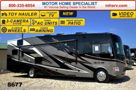 /FL 10/15/14 &lt;a href=&quot;http://www.mhsrv.com/thor-motor-coach/&quot;&gt;&lt;img src=&quot;http://www.mhsrv.com/images/sold-thor.jpg&quot; width=&quot;383&quot; height=&quot;141&quot; border=&quot;0&quot;/&gt;&lt;/a&gt;
Family Owned &amp; Operated and the #1 Volume Selling Motor Home Dealer in the World as well as the #1 Thor Motor Coach Dealer in the World. &lt;object width=&quot;400&quot; height=&quot;300&quot;&gt;&lt;param name=&quot;movie&quot; value=&quot;//www.youtube.com/v/IgC0KTermZs?version=3&amp;amp;hl=en_US&quot;&gt;&lt;/param&gt;&lt;param name=&quot;allowFullScreen&quot; value=&quot;true&quot;&gt;&lt;/param&gt;&lt;param name=&quot;allowscriptaccess&quot; value=&quot;always&quot;&gt;&lt;/param&gt;&lt;embed src=&quot;//www.youtube.com/v/IgC0KTermZs?version=3&amp;amp;hl=en_US&quot; type=&quot;application/x-shockwave-flash&quot; width=&quot;400&quot; height=&quot;300&quot; allowscriptaccess=&quot;always&quot; allowfullscreen=&quot;true&quot;&gt;&lt;/embed&gt;&lt;/object&gt;   MSRP $174,264. New 2015 Thor Motor Coach Outlaw Toy Hauler. Model 37LS with slide-out room, Ford 26-Series chassis with Triton V-10 engine, frameless windows, high polished aluminum wheels, as well as drop down ramp door with spring assist &amp; railing for patio use. This unit measures approximately 38 feet 4 inches in length. Options include the beautiful full body exterior, an electric overhead hide-away bunk, dual cargo sofas in garage area and frameless dual pane windows. The Outlaw toy hauler RV has an incredible list of standard features for 2015 including beautiful wood &amp; interior decor packages, (4) LCD TVs including an exterior entertainment center, large living room LCD TV on slide-out, LCD TV in loft and LCD TV in garage. You will also find a premium sound system, (3) A/C units, Bluetooth enable coach radio system with exterior speakers, power patio awing with integrated LED lighting, dual side entrance doors, fueling station, 1-piece windshield, a 5500 Onan generator, 3 camera monitoring system, automatic leveling system, Soft Touch leather furniture, leatherette sofa with sleeper, day/night shades and much more. For additional coach information, brochures, window sticker, videos, photos, Outlaw reviews &amp; testimonials as well as additional information about Motor Home Specialist and our manufacturers please visit us at MHSRV .com or call 800-335-6054. At Motor Home Specialist we DO NOT charge any prep or orientation fees like you will find at other dealerships. All sale prices include a 200 point inspection, interior &amp; exterior wash &amp; detail of vehicle, a thorough coach orientation with an MHS technician, an RV Starter&#39;s kit, a nights stay in our delivery park featuring landscaped and covered pads with full hook-ups and much more. WHY PAY MORE?... WHY SETTLE FOR LESS? &lt;object width=&quot;400&quot; height=&quot;300&quot;&gt;&lt;param name=&quot;movie&quot; value=&quot;//www.youtube.com/v/VZXdH99Xe00?hl=en_US&amp;amp;version=3&quot;&gt;&lt;/param&gt;&lt;param name=&quot;allowFullScreen&quot; value=&quot;true&quot;&gt;&lt;/param&gt;&lt;param name=&quot;allowscriptaccess&quot; value=&quot;always&quot;&gt;&lt;/param&gt;&lt;embed src=&quot;//www.youtube.com/v/VZXdH99Xe00?hl=en_US&amp;amp;version=3&quot; type=&quot;application/x-shockwave-flash&quot; width=&quot;400&quot; height=&quot;300&quot; allowscriptaccess=&quot;always&quot; allowfullscreen=&quot;true&quot;&gt;&lt;/embed&gt;&lt;/object&gt;