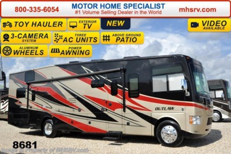 &lt;a href=&quot;http://www.mhsrv.com/thor-motor-coach/&quot;&gt;&lt;img src=&quot;http://www.mhsrv.com/images/sold-thor.jpg&quot; width=&quot;383&quot; height=&quot;141&quot; border=&quot;0&quot;/&gt;&lt;/a&gt;   Receive a $2,000 VISA Gift Card with purchase from Motor Home Specialist . Offer ends Feb. 28th, 2015. Family Owned &amp; Operated and the #1 Volume Selling Motor Home Dealer in the World as well as the #1 Thor Motor Coach Dealer in the World. &lt;object width=&quot;400&quot; height=&quot;300&quot;&gt;&lt;param name=&quot;movie&quot; value=&quot;//www.youtube.com/v/IgC0KTermZs?version=3&amp;amp;hl=en_US&quot;&gt;&lt;/param&gt;&lt;param name=&quot;allowFullScreen&quot; value=&quot;true&quot;&gt;&lt;/param&gt;&lt;param name=&quot;allowscriptaccess&quot; value=&quot;always&quot;&gt;&lt;/param&gt;&lt;embed src=&quot;//www.youtube.com/v/IgC0KTermZs?version=3&amp;amp;hl=en_US&quot; type=&quot;application/x-shockwave-flash&quot; width=&quot;400&quot; height=&quot;300&quot; allowscriptaccess=&quot;always&quot; allowfullscreen=&quot;true&quot;&gt;&lt;/embed&gt;&lt;/object&gt;   MSRP $174,294. New 2015 Thor Motor Coach Outlaw Toy Hauler. Model 37LS with slide-out room, Ford 26-Series chassis with Triton V-10 engine, frameless windows, high polished aluminum wheels, as well as drop down ramp door with spring assist &amp; railing for patio use. This unit measures approximately 38 feet 4 inches in length. Options include the beautiful full body exterior, an electric overhead hide-away bunk, dual cargo sofas in garage area and frameless dual pane windows. The Outlaw toy hauler RV has an incredible list of standard features for 2015 including beautiful wood &amp; interior decor packages, (4) LCD TVs including an exterior entertainment center, large living room LCD TV on slide-out, LCD TV in loft and LCD TV in garage. You will also find a premium sound system, (3) A/C units, Bluetooth enable coach radio system with exterior speakers, power patio awing with integrated LED lighting, dual side entrance doors, fueling station, 1-piece windshield, a 5500 Onan generator, 3 camera monitoring system, automatic leveling system, Soft Touch leather furniture, leatherette sofa with sleeper, day/night shades and much more. For additional coach information, brochures, window sticker, videos, photos, Outlaw reviews &amp; testimonials as well as additional information about Motor Home Specialist and our manufacturers please visit us at MHSRV .com or call 800-335-6054. At Motor Home Specialist we DO NOT charge any prep or orientation fees like you will find at other dealerships. All sale prices include a 200 point inspection, interior &amp; exterior wash &amp; detail of vehicle, a thorough coach orientation with an MHS technician, an RV Starter&#39;s kit, a nights stay in our delivery park featuring landscaped and covered pads with full hook-ups and much more. WHY PAY MORE?... WHY SETTLE FOR LESS? &lt;object width=&quot;400&quot; height=&quot;300&quot;&gt;&lt;param name=&quot;movie&quot; value=&quot;//www.youtube.com/v/VZXdH99Xe00?hl=en_US&amp;amp;version=3&quot;&gt;&lt;/param&gt;&lt;param name=&quot;allowFullScreen&quot; value=&quot;true&quot;&gt;&lt;/param&gt;&lt;param name=&quot;allowscriptaccess&quot; value=&quot;always&quot;&gt;&lt;/param&gt;&lt;embed src=&quot;//www.youtube.com/v/VZXdH99Xe00?hl=en_US&amp;amp;version=3&quot; type=&quot;application/x-shockwave-flash&quot; width=&quot;400&quot; height=&quot;300&quot; allowscriptaccess=&quot;always&quot; allowfullscreen=&quot;true&quot;&gt;&lt;/embed&gt;&lt;/object&gt;