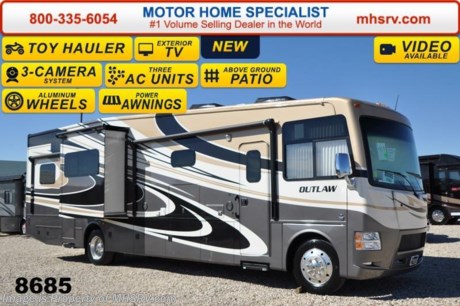 /OR 4/20/15 &lt;a href=&quot;http://www.mhsrv.com/thor-motor-coach/&quot;&gt;&lt;img src=&quot;http://www.mhsrv.com/images/sold-thor.jpg&quot; width=&quot;383&quot; height=&quot;141&quot; border=&quot;0&quot;/&gt;&lt;/a&gt;
  Receive a $2,000 VISA Gift Card with purchase from Motor Home Specialist while supplies last.  Family Owned &amp; Operated and the #1 Volume Selling Motor Home Dealer in the World as well as the #1 Thor Motor Coach Dealer in the World. &lt;object width=&quot;400&quot; height=&quot;300&quot;&gt;&lt;param name=&quot;movie&quot; value=&quot;//www.youtube.com/v/IgC0KTermZs?version=3&amp;amp;hl=en_US&quot;&gt;&lt;/param&gt;&lt;param name=&quot;allowFullScreen&quot; value=&quot;true&quot;&gt;&lt;/param&gt;&lt;param name=&quot;allowscriptaccess&quot; value=&quot;always&quot;&gt;&lt;/param&gt;&lt;embed src=&quot;//www.youtube.com/v/IgC0KTermZs?version=3&amp;amp;hl=en_US&quot; type=&quot;application/x-shockwave-flash&quot; width=&quot;400&quot; height=&quot;300&quot; allowscriptaccess=&quot;always&quot; allowfullscreen=&quot;true&quot;&gt;&lt;/embed&gt;&lt;/object&gt;   MSRP $180,512. New 2015 Thor Motor Coach Outlaw Toy Hauler. Model 37MD with 2 slide-out rooms, Ford 26-Series chassis with Triton V-10 engine, frameless windows, high polished aluminum wheels, as well as drop down ramp door with spring assist &amp; railing for patio use. This unit measures approximately 38 feet 7 inches in length. Options include the beautiful full body exterior, an electric overhead hide-away bunk, dual cargo sofas in garage area and frameless dual pane windows. The Outlaw toy hauler RV has an incredible list of standard features for 2015 including beautiful wood &amp; interior decor packages, (5) LCD TVs including an exterior entertainment center, large living room LCD TV, LCD TV in loft, LCD TV in second living room and LCD TV in garage. You will also find a premium sound system, (3) A/C units, Bluetooth enable coach radio system with exterior speakers, power patio awing with integrated LED lighting, dual side entrance doors, fueling station, 1-piece windshield, a 5500 Onan generator, 3 camera monitoring system, automatic leveling system, Soft Touch leather furniture, leatherette sofa with sleeper, day/night shades and much more. For additional coach information, brochures, window sticker, videos, photos, Outlaw reviews &amp; testimonials as well as additional information about Motor Home Specialist and our manufacturers please visit us at MHSRV .com or call 800-335-6054. At Motor Home Specialist we DO NOT charge any prep or orientation fees like you will find at other dealerships. All sale prices include a 200 point inspection, interior &amp; exterior wash &amp; detail of vehicle, a thorough coach orientation with an MHS technician, an RV Starter&#39;s kit, a nights stay in our delivery park featuring landscaped and covered pads with full hook-ups and much more. WHY PAY MORE?... WHY SETTLE FOR LESS? &lt;object width=&quot;400&quot; height=&quot;300&quot;&gt;&lt;param name=&quot;movie&quot; value=&quot;//www.youtube.com/v/VZXdH99Xe00?hl=en_US&amp;amp;version=3&quot;&gt;&lt;/param&gt;&lt;param name=&quot;allowFullScreen&quot; value=&quot;true&quot;&gt;&lt;/param&gt;&lt;param name=&quot;allowscriptaccess&quot; value=&quot;always&quot;&gt;&lt;/param&gt;&lt;embed src=&quot;//www.youtube.com/v/VZXdH99Xe00?hl=en_US&amp;amp;version=3&quot; type=&quot;application/x-shockwave-flash&quot; width=&quot;400&quot; height=&quot;300&quot; allowscriptaccess=&quot;always&quot; allowfullscreen=&quot;true&quot;&gt;&lt;/embed&gt;&lt;/object&gt;