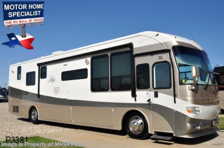 &lt;a href=&quot;http://www.mhsrv.com/other-rvs-for-sale/alfa-rv/&quot;&gt;&lt;img src=&quot;http://www.mhsrv.com/images/sold-alfa.jpg&quot; width=&quot;383&quot; height=&quot;141&quot; border=&quot;0&quot; /&gt;&lt;/a&gt;
Texas RV Sales - 12/07/09 - 2007 Alfa See Ya RV, Model 40LSSB with full wall slide-out and only 2,794 miles.  This RV is approximately 40’2” in length and features a Mercedes 330 HP diesel engine, Allison 6-speed transmission, Freightliner raised rail chassis, inverter, 7.5K diesel generator with auto start, Atwood leveling jacks, Weldex back up camera with audio, Kenwood surround sound, DVD player, (2) TVs in living room, LCD TV in bedroom, exterior LCD TV, Kingdome satellite, Clarion cab radio, ducted basement A/C unit, 10K lb. hitch, engine brake, air brakes, cruise, tilt, Smart Wheel, power visors, cab fans, power mirrors with heat, 3-point seat belts, 6-way power driver’s chair, Clarion 6-disc CD changer, ceramic tile, VCR, micro/convection oven, gas stove top, gas oven, Norcold 4-door refrigerator with ice maker, electric/gas water heater, washer/dryer combo, dual pane glass, day/night shades, dinette with 2 additional chairs, (2) euro-chairs, J-knife sofa, 7’6” ceilings, fantastic vents, ceiling fan, solid surface counters, king bed, (2) pull out cargo trays, exterior freezer/fridge, 50 amp service, roof ladder, power steps, wheel simulators, front coach mask, exterior trash bin, exterior shower, exterior speakers, air horns, slide-out awning toppers, power patio awning and more. 