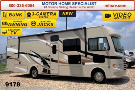 /KS 8/25/14 &lt;a href=&quot;http://www.mhsrv.com/thor-motor-coach/&quot;&gt;&lt;img src=&quot;http://www.mhsrv.com/images/sold-thor.jpg&quot; width=&quot;383&quot; height=&quot;141&quot; border=&quot;0&quot;/&gt;&lt;/a&gt; World&#39;s RV Show Sale Priced Now Through Sept 6th. Call 800-335-6054 for Details. Family Owned &amp; Operated and the #1 Volume Selling Motor Home Dealer in the World as well as the #1 Thor Motor Coach in the World.  &lt;object width=&quot;400&quot; height=&quot;300&quot;&gt;&lt;param name=&quot;movie&quot; value=&quot;http://www.youtube.com/v/fBpsq4hH-Ws?version=3&amp;amp;hl=en_US&quot;&gt;&lt;/param&gt;&lt;param name=&quot;allowFullScreen&quot; value=&quot;true&quot;&gt;&lt;/param&gt;&lt;param name=&quot;allowscriptaccess&quot; value=&quot;always&quot;&gt;&lt;/param&gt;&lt;embed src=&quot;http://www.youtube.com/v/fBpsq4hH-Ws?version=3&amp;amp;hl=en_US&quot; type=&quot;application/x-shockwave-flash&quot; width=&quot;400&quot; height=&quot;300&quot; allowscriptaccess=&quot;always&quot; allowfullscreen=&quot;true&quot;&gt;&lt;/embed&gt;&lt;/object&gt; MSRP $111,086. New 2015 Thor Motor Coach A.C.E. Model EVO 30.2 Bunk Model with a full wall slide. The A.C.E. is the class A &amp; C Evolution. It Combines many of the most popular features of a class A motor home and a class C motor home to make something truly unique to the RV industry. This unit measures approximately 31 feet 4 inches in length. Optional equipment includes beautiful HD-Max exterior, exterior entertainment center, TV &amp; DVD player in bedroom, (2) LCD TV&#39;s w/DVD player in bunk beds, (2) 12V attic fans, second auxiliary battery and a 15.0 BUT A/C IPO 13.5 BTU. The A.C.E. also features a Ford Triton V-10 engine, frameless windows, power charging station, drop down overhead bunk, power side mirrors with integrated side view cameras, hydraulic leveling jacks, a mud-room, exterior mega-storage, roof ladder, 4000 Onan Micro-Quiet generator, electric patio awning with integrated LED lights, AM/FM/CD, reclining swivel leatherette captain&#39;s chairs, stainless steel wheel liners, hitch, booth dinette, systems control center, valve stem extenders, refrigerator, microwave, water heater, one-piece windshield with &quot;20/20 vision&quot; front cap that helps eliminate heat and sunlight from getting into the drivers vision, floor level cockpit window for better visibility while turning, a &quot;below floor&quot; furnace and water heater helping keep the noise to an absolute minimum and the exhaust away from the kids and pets, cockpit mirrors, slide-out workstation in the dash and much more.  For additional coach information, brochures, window sticker, videos, photos, A.C.E. reviews &amp; testimonials as well as additional information about Motor Home Specialist and our manufacturers please visit us at MHSRV .com or call 800-335-6054. At Motor Home Specialist we DO NOT charge any prep or orientation fees like you will find at other dealerships. All sale prices include a 200 point inspection, interior &amp; exterior wash &amp; detail of vehicle, a thorough coach orientation with an MHS technician, an RV Starter&#39;s kit, a nights stay in our delivery park featuring landscaped and covered pads with full hook-ups and much more. WHY PAY MORE?... WHY SETTLE FOR LESS?