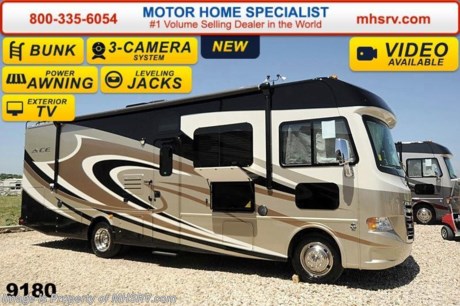 /TX 1/19/15 &lt;a href=&quot;http://www.mhsrv.com/thor-motor-coach/&quot;&gt;&lt;img src=&quot;http://www.mhsrv.com/images/sold-thor.jpg&quot; width=&quot;383&quot; height=&quot;141&quot; border=&quot;0&quot; /&gt;&lt;/a&gt;
MHSRV is donating $1,000 to Cook Children&#39;s Hospital for every new RV sold in the month of December, 2014 helping surpass our 3rd annual goal total of over 1/2 million dollars! Family Owned &amp; Operated and the #1 Volume Selling Motor Home Dealer in the World as well as the #1 Thor Motor Coach in the World. &lt;object width=&quot;400&quot; height=&quot;300&quot;&gt;&lt;param name=&quot;movie&quot; value=&quot;http://www.youtube.com/v/fBpsq4hH-Ws?version=3&amp;amp;hl=en_US&quot;&gt;&lt;/param&gt;&lt;param name=&quot;allowFullScreen&quot; value=&quot;true&quot;&gt;&lt;/param&gt;&lt;param name=&quot;allowscriptaccess&quot; value=&quot;always&quot;&gt;&lt;/param&gt;&lt;embed src=&quot;http://www.youtube.com/v/fBpsq4hH-Ws?version=3&amp;amp;hl=en_US&quot; type=&quot;application/x-shockwave-flash&quot; width=&quot;400&quot; height=&quot;300&quot; allowscriptaccess=&quot;always&quot; allowfullscreen=&quot;true&quot;&gt;&lt;/embed&gt;&lt;/object&gt; MSRP $120,461. New 2015 Thor Motor Coach A.C.E. Model EVO 30.2 bunk model with a full wall slide-out room. The A.C.E. is the class A &amp; C Evolution. It Combines many of the most popular features of a class A motor home and a class C motor home to make something truly unique to the RV industry. This unit measures approximately 31 feet 4 inches in length. Optional equipment includes beautiful full body paint exterior, exterior entertainment center, TV &amp; DVD player in bedroom, (2) TVs with DVD player in bunk beds, upgraded 15.0 BTU ducted roof A/C unit, second auxiliary battery and (2) 12V attic fans. The A.C.E. also features a Ford Triton V-10 engine, large LCD TV, frameless windows, drop down overhead bunk, power side mirrors with integrated side view cameras, hydraulic leveling jacks, a mud-room, exterior mega-storage, roof ladder, 4000 Onan Micro-Quiet generator, electric patio awning with integrated LED lights, AM/FM/CD, reclining swivel leatherette captain&#39;s chairs, stainless steel wheel liners, hitch, booth dinette, systems control center, valve stem extenders, refrigerator, microwave, water heater, one-piece windshield with &quot;20/20 vision&quot; front cap that helps eliminate heat and sunlight from getting into the drivers vision, floor level cockpit window for better visibility while turning, a &quot;below floor&quot; furnace and water heater helping keep the noise to an absolute minimum and the exhaust away from the kids and pets, cockpit mirrors, slide-out workstation in the dash and much more.  For additional coach information, brochures, window sticker, videos, photos, A.C.E. reviews &amp; testimonials as well as additional information about Motor Home Specialist and our manufacturers please visit us at MHSRV .com or call 800-335-6054. At Motor Home Specialist we DO NOT charge any prep or orientation fees like you will find at other dealerships. All sale prices include a 200 point inspection, interior &amp; exterior wash &amp; detail of vehicle, a thorough coach orientation with an MHS technician, an RV Starter&#39;s kit, a nights stay in our delivery park featuring landscaped and covered pads with full hook-ups and much more. WHY PAY MORE?... WHY SETTLE FOR LESS?