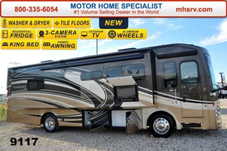 &lt;a href=&quot;http://www.mhsrv.com/thor-motor-coach/&quot;&gt;&lt;img src=&quot;http://www.mhsrv.com/images/sold-thor.jpg&quot; width=&quot;383&quot; height=&quot;141&quot; border=&quot;0&quot;/&gt;&lt;/a&gt;   Receive a $5,000 VISA Gift Card with purchase from Motor Home Specialist . Offer ends Feb. 28th, 2015.  Family Owned &amp; Operated and the #1 Volume Selling Motor Home Dealer in the World as well as the #1 Thor Motor Coach in the World. &lt;object width=&quot;400&quot; height=&quot;300&quot;&gt;&lt;param name=&quot;movie&quot; value=&quot;http://www.youtube.com/v/fBpsq4hH-Ws?version=3&amp;amp;hl=en_US&quot;&gt;&lt;/param&gt;&lt;param name=&quot;allowFullScreen&quot; value=&quot;true&quot;&gt;&lt;/param&gt;&lt;param name=&quot;allowscriptaccess&quot; value=&quot;always&quot;&gt;&lt;/param&gt;&lt;embed src=&quot;http://www.youtube.com/v/fBpsq4hH-Ws?version=3&amp;amp;hl=en_US&quot; type=&quot;application/x-shockwave-flash&quot; width=&quot;400&quot; height=&quot;300&quot; allowscriptaccess=&quot;always&quot; allowfullscreen=&quot;true&quot;&gt;&lt;/embed&gt;&lt;/object&gt;    MSRP $288,152.  New 2015 Thor Motor Coach Tuscany with 3 slides including a passenger side full wall slide. Model 34ST. This luxury diesel motorhome measures approximately 35 feet and 4 inches in length and is highlighted a large LED TV, over sized shower, king bed, residential refrigerator, stack washer/dryer, 360 HP Cummins Engine w/800 ft lb. torque, Freightliner XC raised rail chassis, 8 KW Onan diesel generator and a 2000 Watt inverter w/100 Amp charge. Options include an exterior entertainment center, Winegard Trav&#39;ler HD Satellite, 32&quot; LCD TV in overhead and beautiful full body paint.  The Tuscany has one of the most impressive selection of standard features including an Allison 6-speed automatic transmission, high polished aluminum wheels, dual fuel fills, 10,000 lb. hitch, automatic leveling jacks, tinted one piece windshield, invisible bra, slide-out room awning, full basement pass-through storage, side hinge baggage doors, electric windshield solar &amp; privacy roller shade, LED ceiling lighting, hardwood cabinets, chrome power mirrors with heat, electric step well cover, large LCD TV in bedroom, 3-camera monitoring system, home theater system with Blu-Ray DVD, tile flooring, automatic generator start, microwave/convection oven, energy management system as well as heated &amp; enclosed holding tanks and MUCH more.  For additional coach information, brochures, window sticker, videos, photos, Tuscany reviews &amp; testimonials as well as additional information about Motor Home Specialist and our manufacturers please visit us at MHSRV .com or call 800-335-6054. At Motor Home Specialist we DO NOT charge any prep or orientation fees like you will find at other dealerships. All sale prices include a 200 point inspection, interior &amp; exterior wash &amp; detail of vehicle, a thorough coach orientation with an MHS technician, an RV Starter&#39;s kit, a nights stay in our delivery park featuring landscaped and covered pads with full hook-ups and much more. WHY PAY MORE?... WHY SETTLE FOR LESS?