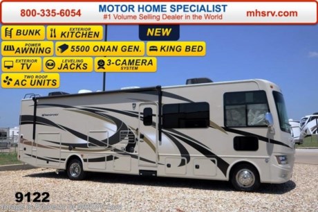 /MN 6/9/15 &lt;a href=&quot;http://www.mhsrv.com/thor-motor-coach/&quot;&gt;&lt;img src=&quot;http://www.mhsrv.com/images/sold-thor.jpg&quot; width=&quot;383&quot; height=&quot;141&quot; border=&quot;0&quot;/&gt;&lt;/a&gt;
Family Owned &amp; Operated and the #1 Volume Selling Motor Home Dealer in the World as well as the #1 Thor Motor Coach Dealer in the World.  &lt;object width=&quot;400&quot; height=&quot;300&quot;&gt;&lt;param name=&quot;movie&quot; value=&quot;//www.youtube.com/v/kmlpm26tPJA?hl=en_US&amp;amp;version=3&quot;&gt;&lt;/param&gt;&lt;param name=&quot;allowFullScreen&quot; value=&quot;true&quot;&gt;&lt;/param&gt;&lt;param name=&quot;allowscriptaccess&quot; value=&quot;always&quot;&gt;&lt;/param&gt;&lt;embed src=&quot;//www.youtube.com/v/kmlpm26tPJA?hl=en_US&amp;amp;version=3&quot; type=&quot;application/x-shockwave-flash&quot; width=&quot;400&quot; height=&quot;300&quot; allowscriptaccess=&quot;always&quot; allowfullscreen=&quot;true&quot;&gt;&lt;/embed&gt;&lt;/object&gt; The New 2015 Thor Motor Coach Windsport Model 34J. MSRP $135,094. This all new Class A bunkhouse motorhome is approximately 35 foot 5 inches wide and features a Ford chassis, a V-10 Ford engine, a full wall slide, dream booth dinette, bunk beds with convertible sofa feature, side hinged baggage doors, king size bed &amp; a sofa with Hide-A-Bed. Optional equipment includes the beautiful HD-Max exterior, LCD TV in bedroom, exterior entertainment center, solid surface kitchen countertop, power roof vent, valve stem extenders, holding tanks with heat pads, drop down electric overhead bunk as well as an exterior kitchen including refrigerator, sink, portable grill and inverter. The all new Thor Motor Coach Windsport RV also features a Ford chassis with Triton V-10 Ford engine, automatic hydraulic leveling jacks, second auxiliary battery, large LCD TV, tinted one piece windshield, power patio awning with integrated LED lighting, two roof A/C units, night shades, refrigerator, microwave, oven and much more. For additional coach information, brochures, window sticker, videos, photos, Windsport reviews &amp; testimonials as well as additional information about Motor Home Specialist and our manufacturers please visit us at MHSRV .com or call 800-335-6054. At Motor Home Specialist we DO NOT charge any prep or orientation fees like you will find at other dealerships. All sale prices include a 200 point inspection, interior &amp; exterior wash &amp; detail of vehicle, a thorough coach orientation with an MHS technician, an RV Starter&#39;s kit, a nights stay in our delivery park featuring landscaped and covered pads with full hook-ups and much more. WHY PAY MORE?... WHY SETTLE FOR LESS? &lt;object width=&quot;400&quot; height=&quot;300&quot;&gt;&lt;param name=&quot;movie&quot; value=&quot;//www.youtube.com/v/VZXdH99Xe00?hl=en_US&amp;amp;version=3&quot;&gt;&lt;/param&gt;&lt;param name=&quot;allowFullScreen&quot; value=&quot;true&quot;&gt;&lt;/param&gt;&lt;param name=&quot;allowscriptaccess&quot; value=&quot;always&quot;&gt;&lt;/param&gt;&lt;embed src=&quot;//www.youtube.com/v/VZXdH99Xe00?hl=en_US&amp;amp;version=3&quot; type=&quot;application/x-shockwave-flash&quot; width=&quot;400&quot; height=&quot;300&quot; allowscriptaccess=&quot;always&quot; allowfullscreen=&quot;true&quot;&gt;&lt;/embed&gt;&lt;/object&gt; 