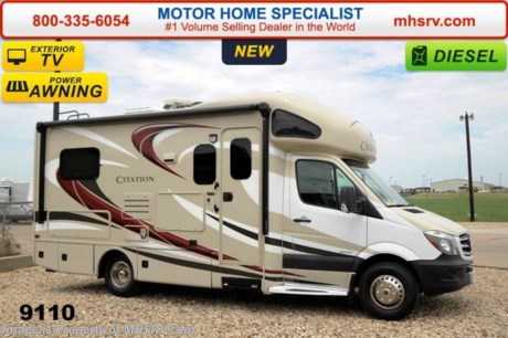 /TX 11/24/14 &lt;a href=&quot;http://www.mhsrv.com/thor-motor-coach/&quot;&gt;&lt;img src=&quot;http://www.mhsrv.com/images/sold-thor.jpg&quot; width=&quot;383&quot; height=&quot;141&quot; border=&quot;0&quot;/&gt;&lt;/a&gt; Receive a $2,000 VISA Gift Card with purchase from Motor Home Specialist while supplies last. Family Owned &amp; Operated and the #1 Volume Selling Motor Home Dealer in the World as well as the #1 Thor Motor Coach Dealer in the World.   MSRP $120,220. New 2015 Thor Motor Coach Chateau Citation Sprinter Diesel. Model 24SA. This RV measures approximately 24 ft. 6 in. in length &amp; features a slide-out room, frameless windows and a booth dinette. Optional equipment includes the beautiful HD-Max exterior, diesel generator, LCD TV in bedroom, child safety tether, wood dash appliqu&#233;, holding tanks with heat pads, exterior TV &amp; second auxiliary battery.  The all new 2015 Chateau Citation Sprinter also features a turbo diesel engine, AM/FM/CD, power windows &amp; locks, keyless entry &amp; much more. For additional coach information, brochures, window sticker, videos, photos, Chateau reviews &amp; testimonials as well as additional information about Motor Home Specialist and our manufacturers please visit us at MHSRV .com or call 800-335-6054. At Motor Home Specialist we DO NOT charge any prep or orientation fees like you will find at other dealerships. All sale prices include a 200 point inspection, interior &amp; exterior wash &amp; detail of vehicle, a thorough coach orientation with an MHS technician, an RV Starter&#39;s kit, a nights stay in our delivery park featuring landscaped and covered pads with full hook-ups and much more. WHY PAY MORE?... WHY SETTLE FOR LESS?
