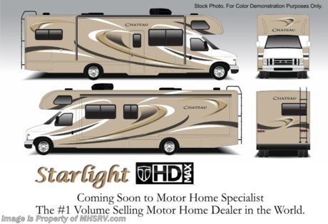 /TX 9/1/14 &lt;a href=&quot;http://www.mhsrv.com/thor-motor-coach/&quot;&gt;&lt;img src=&quot;http://www.mhsrv.com/images/sold-thor.jpg&quot; width=&quot;383&quot; height=&quot;141&quot; border=&quot;0&quot;/&gt;&lt;/a&gt; If you purchase now through July 31st, 2014 MHSRV will donate $1,000 to the Intrepid Fallen Heroes Fund adding to our now more than $265,000 already raised!  Family Owned &amp; Operated and the #1 Volume Selling Motor Home Dealer in the World as well as the #1 Thor Motor Coach Dealer in the World.  &lt;object width=&quot;400&quot; height=&quot;300&quot;&gt;&lt;param name=&quot;movie&quot; value=&quot;//www.youtube.com/v/zb5_686Rceo?version=3&amp;amp;hl=en_US&quot;&gt;&lt;/param&gt;&lt;param name=&quot;allowFullScreen&quot; value=&quot;true&quot;&gt;&lt;/param&gt;&lt;param name=&quot;allowscriptaccess&quot; value=&quot;always&quot;&gt;&lt;/param&gt;&lt;embed src=&quot;//www.youtube.com/v/zb5_686Rceo?version=3&amp;amp;hl=en_US&quot; type=&quot;application/x-shockwave-flash&quot; width=&quot;400&quot; height=&quot;300&quot; allowscriptaccess=&quot;always&quot; allowfullscreen=&quot;true&quot;&gt;&lt;/embed&gt;&lt;/object&gt;  MSRP $110,151. New 2015 Thor Motor Coach Chateau Class C RV. Model 31W with Ford E-450 chassis, Ford Triton V-10 engine and measures approximately 32 feet 2 inches in length. The Chateau 31W features the Premier Package which includes solid surface kitchen countertop with pressed dinette top, roller shades, power charging center for electronics, enclosed area for sewer tank valves, water filter system, LED ceiling lights, black tank flush, 30 inch over the range microwave and exterior speakers.  Optional equipment includes the HD-Max exterior, exterior entertainment center, leatherette sofa, child safety tether, power attic fan in bedroom, upgraded 15,000 BTU A/C, spare tire, heated remote exterior mirrors with integrated side view cameras, power driver&#39;s chair, leatherette driver &amp; passenger chairs, cockpit carpet mat and wood dash appliqu&#233;. The Chateau  31W Class C RV has an incredible list of standard features including power windows and locks, bedroom TV, 3 burner high output range top with oven, gas/electric water heater, holding tanks with heat pads, auto transfer switch, wheel liners, valve stem extenders, keyless entry, automatic electric patio awning, back-up monitor, double door refrigerator, roof ladder, 4000 Onan Micro Quiet generator, slick fiberglass exterior, full extension drawer glides, bedspread &amp; pillow shams and much more. For additional coach information, brochures, window sticker, videos, photos, Chateau reviews &amp; testimonials as well as additional information about Motor Home Specialist and our manufacturers please visit us at MHSRV .com or call 800-335-6054. At Motor Home Specialist we DO NOT charge any prep or orientation fees like you will find at other dealerships. All sale prices include a 200 point inspection, interior &amp; exterior wash &amp; detail of vehicle, a thorough coach orientation with an MHS technician, an RV Starter&#39;s kit, a nights stay in our delivery park featuring landscaped and covered pads with full hook-ups and much more. WHY PAY MORE?... WHY SETTLE FOR LESS? &lt;object width=&quot;400&quot; height=&quot;300&quot;&gt;&lt;param name=&quot;movie&quot; value=&quot;//www.youtube.com/v/VZXdH99Xe00?hl=en_US&amp;amp;version=3&quot;&gt;&lt;/param&gt;&lt;param name=&quot;allowFullScreen&quot; value=&quot;true&quot;&gt;&lt;/param&gt;&lt;param name=&quot;allowscriptaccess&quot; value=&quot;always&quot;&gt;&lt;/param&gt;&lt;embed src=&quot;//www.youtube.com/v/VZXdH99Xe00?hl=en_US&amp;amp;version=3&quot; type=&quot;application/x-shockwave-flash&quot; width=&quot;400&quot; height=&quot;300&quot; allowscriptaccess=&quot;always&quot; allowfullscreen=&quot;true&quot;&gt;&lt;/embed&gt;&lt;/object&gt;