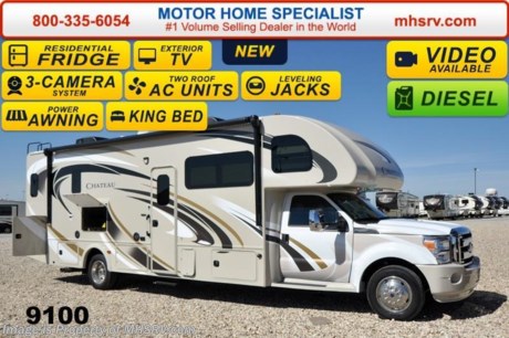 /MT 2/23/15 &lt;a href=&quot;http://www.mhsrv.com/thor-motor-coach/&quot;&gt;&lt;img src=&quot;http://www.mhsrv.com/images/sold-thor.jpg&quot; width=&quot;383&quot; height=&quot;141&quot; border=&quot;0&quot;/&gt;&lt;/a&gt;
Receive a $2,000 VISA Gift Card with purchase from Motor Home Specialist. Offer ends Feb. 28th, 2015. Family Owned &amp; Operated and the #1 Volume Selling Motor Home Dealer in the World as well as the #1 Thor Motor Coach Dealer in the World. &lt;object width=&quot;400&quot; height=&quot;300&quot;&gt;&lt;param name=&quot;movie&quot; value=&quot;//www.youtube.com/v/U2vRrY8X8lc?hl=en_US&amp;amp;version=3&quot;&gt;&lt;/param&gt;&lt;param name=&quot;allowFullScreen&quot; value=&quot;true&quot;&gt;&lt;/param&gt;&lt;param name=&quot;allowscriptaccess&quot; value=&quot;always&quot;&gt;&lt;/param&gt;&lt;embed src=&quot;//www.youtube.com/v/U2vRrY8X8lc?hl=en_US&amp;amp;version=3&quot; type=&quot;application/x-shockwave-flash&quot; width=&quot;400&quot; height=&quot;300&quot; allowscriptaccess=&quot;always&quot; allowfullscreen=&quot;true&quot;&gt;&lt;/embed&gt;&lt;/object&gt; MSRP $155,530. 2015 Thor Motor Coach 33SW Super C model motor home with a full wall slide.  This unit is powered by the powerful 300 HP Powerstroke 6.7L diesel engine with 660 lb. ft. of torque. It rides on a Ford F-550 chassis with a 6-speed automatic transmission and boast a big 10,000 lb. hitch, rear pass-thru MEGA-Storage, extreme duty 4 wheel ABS disc brakes and an electronic brake controller integrated into the dash. Options include the beautiful HD-Max exterior, (2) power attic fans, single child safety seat tether and an upgraded 6.0 Onan diesel generator. The Chateau 33SW is approximately 34 feet 6 inches long and also features a plush dinette and sofa, exterior entertainment center, dual roof air conditioners, power patio awning, one-touch automatic leveling system, residential refrigerator, 30 inch over the range microwave, solid surface counter top, touch screen AM/FM/CD/MP3 player, back-up monitor with side view cameras, remote heated exterior mirrors, power windows and locks, leatherette driver &amp; passenger captain&#39;s chairs, fiberglass running boards, soft touch ceilings, heavy duty ball bearing drawer guides, bedroom LCD TV, large LCD TV in the living area, an 1800-watt power inverter, heated holding tanks and a king sized bed. For additional coach information, brochures, window sticker, videos, photos, Chateau reviews &amp; testimonials as well as additional information about Motor Home Specialist and our manufacturers please visit us at MHSRV .com or call 800-335-6054. At Motor Home Specialist we DO NOT charge any prep or orientation fees like you will find at other dealerships. All sale prices include a 200 point inspection, interior &amp; exterior wash &amp; detail of vehicle, a thorough coach orientation with an MHS technician, an RV Starter&#39;s kit, a nights stay in our delivery park featuring landscaped and covered pads with full hook-ups and much more. WHY PAY MORE?... WHY SETTLE FOR LESS? &lt;object width=&quot;400&quot; height=&quot;300&quot;&gt;&lt;param name=&quot;movie&quot; value=&quot;//www.youtube.com/v/VZXdH99Xe00?hl=en_US&amp;amp;version=3&quot;&gt;&lt;/param&gt;&lt;param name=&quot;allowFullScreen&quot; value=&quot;true&quot;&gt;&lt;/param&gt;&lt;param name=&quot;allowscriptaccess&quot; value=&quot;always&quot;&gt;&lt;/param&gt;&lt;embed src=&quot;//www.youtube.com/v/VZXdH99Xe00?hl=en_US&amp;amp;version=3&quot; type=&quot;application/x-shockwave-flash&quot; width=&quot;400&quot; height=&quot;300&quot; allowscriptaccess=&quot;always&quot; allowfullscreen=&quot;true&quot;&gt;&lt;/embed&gt;&lt;/object&gt; 