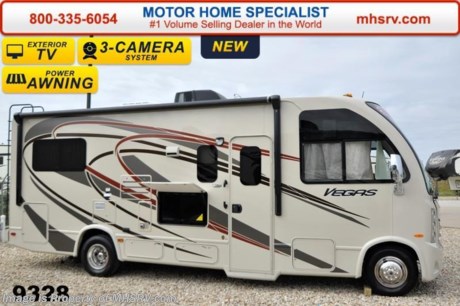 /TX 2/9/15 &lt;a href=&quot;http://www.mhsrv.com/thor-motor-coach/&quot;&gt;&lt;img src=&quot;http://www.mhsrv.com/images/sold-thor.jpg&quot; width=&quot;383&quot; height=&quot;141&quot; border=&quot;0&quot;/&gt;&lt;/a&gt;
Family Owned &amp; Operated and the #1 Volume Selling Motor Home Dealer in the World as well as the #1 Thor Motor Coach Dealer in the World. Thor Motor Coach has done it again with the world&#39;s first RUV! (Recreational Utility Vehicle) Check out the new 2015 Thor Motor Coach Vegas RUV Model 24.1 with Slide-Out Room! MSRP $97,946. The Vegas combines Style, Function, Affordability &amp; Innovation like no other RV available in the industry today! It is powered by a Ford Triton V-10 engine and built on the Ford E-350 Super Duty chassis providing a lower center of gravity and ease of drivability normally found only in a class C RV, but now available in this mini class A motor home measuring approximately 25 ft. 6 inches. Taking superior drivability even one step further, the Vegas will also feature something normally only found in a high-end luxury diesel pusher motor coach... an Independent Front Suspension system! With a style all its own the Vegas will provide superior handling and fuel economy and appeal to couples &amp; family RVers as well. The uniquely designed rear twin beds easily convert into a huge oversized master bed. You will also find another full size power drop down bunk with air mattress above the cockpit and a large sofa/sleeper with air mattress complete with cup holders. Amazingly, the Vegas not only  pulls off a spacious living room, kitchen &amp; bathroom, but also provides a wealth of closet, drawer and even pass-through exterior storage. Optional equipment includes the HD-Max colored sidewalls and graphics, TV/DVD player combo in bedroom, exterior TV, (2) 12V attic fans, 15.0 BTU A/C upgrade, heated holding tanks and a second auxiliary battery. You will also be pleased to find a host of feature appointments that include tinted and frameless windows, a power patio awning with LED lights, convection microwave (N/A with oven option), 3 burner cooktop, living room TV, LED ceiling lights, Onan 4000 generator, gas/electric water heater, a rear ladder, chrome power and heated mirrors with integrated side-view cameras, back-up camera, 5,000lb. trailer hitch, valve stem extensions, two-tone leatherette furniture and captain&#39;s chairs with designer accents, cabinet doors with designer door fronts and a spacious cockpit design with unparalleled visibility as well as a fold out map/laptop table and an additional cab table that can easily be stored when traveling. For additional coach information, brochures, window sticker, videos, photos, Vegas reviews &amp; testimonials as well as additional information about Motor Home Specialist and our manufacturers please visit us at MHSRV .com or call 800-335-6054. At Motor Home Specialist we DO NOT charge any prep or orientation fees like you will find at other dealerships. All sale prices include a 200 point inspection, interior &amp; exterior wash &amp; detail of vehicle, a thorough coach orientation with an MHS technician, an RV Starter&#39;s kit, a nights stay in our delivery park featuring landscaped and covered pads with full hook-ups and much more. WHY PAY MORE?... WHY SETTLE FOR LESS?