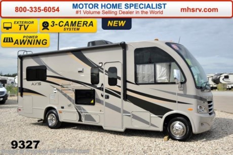 /TX 6-4-15 &lt;a href=&quot;http://www.mhsrv.com/thor-motor-coach/&quot;&gt;&lt;img src=&quot;http://www.mhsrv.com/images/sold-thor.jpg&quot; width=&quot;383&quot; height=&quot;141&quot; border=&quot;0&quot;/&gt;&lt;/a&gt;
Family Owned &amp; Operated and the #1 Volume Selling Motor Home Dealer in the World as well as the #1 Thor Motor Coach Dealer in the World. &lt;iframe width=&quot;400&quot; height=&quot;300&quot; src=&quot;https://www.youtube.com/embed/fX32ujbOYgc&quot; frameborder=&quot;0&quot; allowfullscreen&gt;&lt;/iframe&gt; Thor Motor Coach has done it again with the world&#39;s first RUV! (Recreational Utility Vehicle) Check out the new 2015 Thor Motor Coach Axis RUV Model 24.1 with Slide-Out Room! MSRP $98,089. The Axis combines Style, Function, Affordability &amp; Innovation like no other RV available in the industry today! It is powered by a Ford Triton V-10 engine and is approximately 25 ft. 6 inches. Taking superior drivability even one step further, the Axis will also feature something normally only found in a high-end luxury diesel pusher motor coach... an Independent Front Suspension system! With a style all its own the Axis will provide superior handling and fuel economy and appeal to couples &amp; family RVers as well. The uniquely designed rear twin beds easily convert into a huge oversized master bed. You will also find another full size power drop down bunk with air mattress above the cockpit and a large sofa/sleeper with air mattress complete with cup holders. Amazingly, the Axis not only  pulls off a spacious living room, kitchen &amp; bathroom, but also provides a wealth of closet, drawer and even pass-through exterior storage. Optional equipment includes the HD-Max colored sidewalls and graphics, TV/DVD player combo in bedroom, exterior TV, (2) 12V attic fans, 15.0 BTU A/C upgrade, heated holding tanks, microwave &amp; 3 burner high output range with oven and a second auxiliary battery. You will also be pleased to find a host of feature appointments that include tinted and frameless windows, a power patio awning with LED lights, living room TV, LED ceiling lights, Onan 4000 generator, gas/electric water heater, a rear ladder, chrome power and heated mirrors with integrated side-view cameras, back-up camera, 5,000lb. trailer hitch, valve stem extensions, two-tone leatherette furniture and captain&#39;s chairs with designer accents, cabinet doors with designer door fronts and a spacious cockpit design with unparalleled visibility as well as a fold out map/laptop table and an additional cab table that can easily be stored when traveling. For additional coach information, brochures, window sticker, videos, photos, Axis reviews &amp; testimonials as well as additional information about Motor Home Specialist and our manufacturers please visit us at MHSRV .com or call 800-335-6054. At Motor Home Specialist we DO NOT charge any prep or orientation fees like you will find at other dealerships. All sale prices include a 200 point inspection, interior &amp; exterior wash &amp; detail of vehicle, a thorough coach orientation with an MHS technician, an RV Starter&#39;s kit, a nights stay in our delivery park featuring landscaped and covered pads with full hook-ups and much more. WHY PAY MORE?... WHY SETTLE FOR LESS? &lt;iframe width=&quot;400&quot; height=&quot;300&quot; src=&quot;https://www.youtube.com/embed/M6f0nvJ2zi0&quot; frameborder=&quot;0&quot; allowfullscreen&gt;&lt;/iframe&gt;