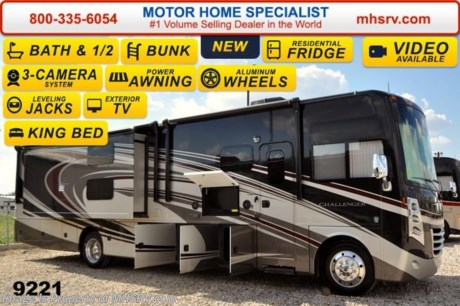 /TX 10/15/14 &lt;a href=&quot;http://www.mhsrv.com/thor-motor-coach/&quot;&gt;&lt;img src=&quot;http://www.mhsrv.com/images/sold-thor.jpg&quot; width=&quot;383&quot; height=&quot;141&quot; border=&quot;0&quot;/&gt;&lt;/a&gt;
Receive a $2,000 VISA Gift Card with purchase from Motor Home Specialist while supplies last.  &lt;object width=&quot;400&quot; height=&quot;300&quot;&gt;&lt;param name=&quot;movie&quot; value=&quot;//www.youtube.com/v/bN591K_alkM?hl=en_US&amp;amp;version=3&quot;&gt;&lt;/param&gt;&lt;param name=&quot;allowFullScreen&quot; value=&quot;true&quot;&gt;&lt;/param&gt;&lt;param name=&quot;allowscriptaccess&quot; value=&quot;always&quot;&gt;&lt;/param&gt;&lt;embed src=&quot;//www.youtube.com/v/bN591K_alkM?hl=en_US&amp;amp;version=3&quot; type=&quot;application/x-shockwave-flash&quot; width=&quot;400&quot; height=&quot;300&quot; allowscriptaccess=&quot;always&quot; allowfullscreen=&quot;true&quot;&gt;&lt;/embed&gt;&lt;/object&gt;  #1 Volume Selling Motor Home Dealer in the World. Call 800-335-6054 or visit MHSRV .com for our Upfront &amp; Everyday Low Sale Prices!  MSRP $172,289. The new 2015 Thor Motor Coach Challenger features frameless windows, Flexsteel driver and passenger&#39;s chairs, detachable shore cord, 100 gallon fresh water tank, exterior speakers, LED lighting, beautiful decor, Whirlpool microwave, residential refrigerator, 1800 Watt inverter and a bedroom TV. This luxury RV measures approximately 38 feet 1 inch in length and features (3) slide-out rooms, bath &amp; 1/2, bunk beds that converts to sofa &amp; closet, fireplace, king bed and a 40&quot; LED TV with sound bar! Optional equipment includes the beautiful full body paint exterior, frameless dual pane windows, electric overhead Hide-Away Bunk and a 3-burner range with oven.  The 2015 Thor Motor Coach Challenger also features one of the most impressive lists of standard equipment in the RV industry including a Ford Triton V-10 engine, 5-speed automatic transmission, 22-Series ford chassis with aluminum wheels, fully automatic hydraulic leveling system, electric patio awning with LED lighting, side hinged baggage doors, exterior entertainment package, iPod docking station, DVD, LCD TVs, day/night shades, Corian kitchen counter, dual roof A/C units, 5500 Onan generator, gas/electric water heater, heated and enclosed holding tanks and much more. For additional coach information, brochure, window sticker, videos, photos, reviews &amp; testimonials please visit Motor Home Specialist at MHSRV .com or call 800-335-6054. At MHS we DO NOT charge any prep or orientation fees like you will find at other dealerships. All sale prices include a 200 point inspection, interior &amp; exterior wash &amp; detail of vehicle, a thorough coach orientation with an MHS technician, an RV Starter&#39;s kit, a nights stay in our delivery park featuring landscaped and covered pads with full hook-ups and much more. WHY PAY MORE?... WHY SETTLE FOR LESS? &lt;object width=&quot;400&quot; height=&quot;300&quot;&gt;&lt;param name=&quot;movie&quot; value=&quot;//www.youtube.com/v/VZXdH99Xe00?hl=en_US&amp;amp;version=3&quot;&gt;&lt;/param&gt;&lt;param name=&quot;allowFullScreen&quot; value=&quot;true&quot;&gt;&lt;/param&gt;&lt;param name=&quot;allowscriptaccess&quot; value=&quot;always&quot;&gt;&lt;/param&gt;&lt;embed src=&quot;//www.youtube.com/v/VZXdH99Xe00?hl=en_US&amp;amp;version=3&quot; type=&quot;application/x-shockwave-flash&quot; width=&quot;400&quot; height=&quot;300&quot; allowscriptaccess=&quot;always&quot; allowfullscreen=&quot;true&quot;&gt;&lt;/embed&gt;&lt;/object&gt;