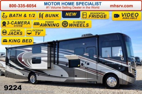 /TX 2/23/15 &lt;a href=&quot;http://www.mhsrv.com/thor-motor-coach/&quot;&gt;&lt;img src=&quot;http://www.mhsrv.com/images/sold-thor.jpg&quot; width=&quot;383&quot; height=&quot;141&quot; border=&quot;0&quot;/&gt;&lt;/a&gt; Receive a $2,000 VISA Gift Card with purchase from Motor Home Specialist. Offer ends Feb. 28th, 2015.  &lt;object width=&quot;400&quot; height=&quot;300&quot;&gt;&lt;param name=&quot;movie&quot; value=&quot;//www.youtube.com/v/bN591K_alkM?hl=en_US&amp;amp;version=3&quot;&gt;&lt;/param&gt;&lt;param name=&quot;allowFullScreen&quot; value=&quot;true&quot;&gt;&lt;/param&gt;&lt;param name=&quot;allowscriptaccess&quot; value=&quot;always&quot;&gt;&lt;/param&gt;&lt;embed src=&quot;//www.youtube.com/v/bN591K_alkM?hl=en_US&amp;amp;version=3&quot; type=&quot;application/x-shockwave-flash&quot; width=&quot;400&quot; height=&quot;300&quot; allowscriptaccess=&quot;always&quot; allowfullscreen=&quot;true&quot;&gt;&lt;/embed&gt;&lt;/object&gt;  #1 Volume Selling Motor Home Dealer in the World. Call 800-335-6054 or visit MHSRV .com for our Upfront &amp; Everyday Low Sale Prices!  MSRP $173,064. The new 2015 Thor Motor Coach Challenger features frameless windows, Flexsteel driver and passenger&#39;s chairs, detachable shore cord, 100 gallon fresh water tank, exterior speakers, LED lighting, beautiful decor, Whirlpool microwave, residential refrigerator, 1800 Watt inverter and a bedroom TV. This luxury RV measures approximately 38 feet 1 inch in length and features (3) slide-out rooms, bath &amp; 1/2, bunk beds that converts to sofa &amp; closet, fireplace, king bed and a 40&quot; LED TV with sound bar! Optional equipment includes the beautiful full body paint exterior, frameless dual pane windows and a 3-burner range with oven.  The 2015 Thor Motor Coach Challenger also features one of the most impressive lists of standard equipment in the RV industry including a Ford Triton V-10 engine, 5-speed automatic transmission, 22-Series ford chassis with aluminum wheels, fully automatic hydraulic leveling system, electric overhead Hide-Away Bunk, electric patio awning with LED lighting, side hinged baggage doors, exterior entertainment package, iPod docking station, DVD, LCD TVs, day/night shades, solid surface kitchen counter, dual roof A/C units, 5500 Onan generator, gas/electric water heater, heated and enclosed holding tanks and much more. For additional coach information, brochure, window sticker, videos, photos, reviews &amp; testimonials please visit Motor Home Specialist at MHSRV .com or call 800-335-6054. At MHS we DO NOT charge any prep or orientation fees like you will find at other dealerships. All sale prices include a 200 point inspection, interior &amp; exterior wash &amp; detail of vehicle, a thorough coach orientation with an MHS technician, an RV Starter&#39;s kit, a nights stay in our delivery park featuring landscaped and covered pads with full hook-ups and much more. WHY PAY MORE?... WHY SETTLE FOR LESS?  &lt;object width=&quot;400&quot; height=&quot;300&quot;&gt;&lt;param name=&quot;movie&quot; value=&quot;//www.youtube.com/v/VZXdH99Xe00?hl=en_US&amp;amp;version=3&quot;&gt;&lt;/param&gt;&lt;param name=&quot;allowFullScreen&quot; value=&quot;true&quot;&gt;&lt;/param&gt;&lt;param name=&quot;allowscriptaccess&quot; value=&quot;always&quot;&gt;&lt;/param&gt;&lt;embed src=&quot;//www.youtube.com/v/VZXdH99Xe00?hl=en_US&amp;amp;version=3&quot; type=&quot;application/x-shockwave-flash&quot; width=&quot;400&quot; height=&quot;300&quot; allowscriptaccess=&quot;always&quot; allowfullscreen=&quot;true&quot;&gt;&lt;/embed&gt;&lt;/object&gt;