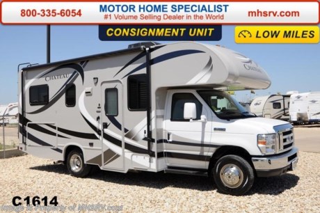 /TX 9/25/14 &lt;a href=&quot;http://www.mhsrv.com/thor-motor-coach/&quot;&gt;&lt;img src=&quot;http://www.mhsrv.com/images/sold-thor.jpg&quot; width=&quot;383&quot; height=&quot;141&quot; border=&quot;0&quot;/&gt;&lt;/a&gt; **Consignment** Used 2014 Thor Motor Coach Chateau Class C RV with only 2,772 Miles. Model 23U with Ford E-350 chassis &amp; Ford Triton V-10 engine. This unit measures approximately 24 feet 10 inches in length. Featured equipment includes Sapphire HD-Max exterior, 32 inch TV with DVD player &amp; swivel, convection microwave, leatherette euro chair with ottoman IPO the barrel chair, leatherette U-shaped dinette, exterior shower, heated holding tanks, auto transfer switch, wheel liners and a back up camera with monitor. The Chateau Class C RV has an incredible list of standard features including Mega exterior storage, power windows and locks, double door refrigerator, skylight, roof A/C unit, 4000 Onan Micro Quiet generator, slick fiberglass exterior, patio awning, full extension drawer glides, roof ladder, bedspread &amp; pillow shams and much more. FOR ADDITIONAL INFORMATION &amp; PRODUCT VIDEO Please visit Motor Home Specialist at  MHSRV .com or Call 800-335-6054.