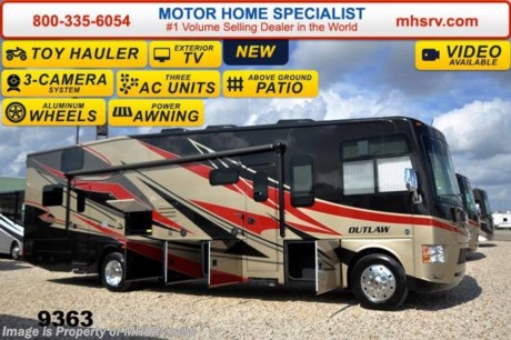 /NY 2/9/15 &lt;a href=&quot;http://www.mhsrv.com/thor-motor-coach/&quot;&gt;&lt;img src=&quot;http://www.mhsrv.com/images/sold-thor.jpg&quot; width=&quot;383&quot; height=&quot;141&quot; border=&quot;0&quot;/&gt;&lt;/a&gt;
Receive a $2,000 VISA Gift Card with purchase from Motor Home Specialist. Offer ends Feb. 28th, 2015. Family Owned &amp; Operated and the #1 Volume Selling Motor Home Dealer in the World as well as the #1 Thor Motor Coach Dealer in the World. &lt;object width=&quot;400&quot; height=&quot;300&quot;&gt;&lt;param name=&quot;movie&quot; value=&quot;//www.youtube.com/v/IgC0KTermZs?version=3&amp;amp;hl=en_US&quot;&gt;&lt;/param&gt;&lt;param name=&quot;allowFullScreen&quot; value=&quot;true&quot;&gt;&lt;/param&gt;&lt;param name=&quot;allowscriptaccess&quot; value=&quot;always&quot;&gt;&lt;/param&gt;&lt;embed src=&quot;//www.youtube.com/v/IgC0KTermZs?version=3&amp;amp;hl=en_US&quot; type=&quot;application/x-shockwave-flash&quot; width=&quot;400&quot; height=&quot;300&quot; allowscriptaccess=&quot;always&quot; allowfullscreen=&quot;true&quot;&gt;&lt;/embed&gt;&lt;/object&gt;   MSRP $174,294. New 2015 Thor Motor Coach Outlaw Toy Hauler. Model 37LS with slide-out room, Ford 26-Series chassis with Triton V-10 engine, frameless windows, high polished aluminum wheels, as well as drop down ramp door with spring assist &amp; railing for patio use. This unit measures approximately 38 feet 4 inches in length. Options include the beautiful full body exterior, an electric overhead hide-away bunk, dual cargo sofas in garage area and frameless dual pane windows. The Outlaw toy hauler RV has an incredible list of standard features for 2015 including beautiful wood &amp; interior decor packages, (4) LCD TVs including an exterior entertainment center, large living room LCD TV on slide-out, LCD TV in loft and LCD TV in garage. You will also find a premium sound system, (3) A/C units, Bluetooth enable coach radio system with exterior speakers, power patio awing with integrated LED lighting, dual side entrance doors, fueling station, 1-piece windshield, a 5500 Onan generator, 3 camera monitoring system, automatic leveling system, Soft Touch leather furniture, leatherette sofa with sleeper, day/night shades and much more. For additional coach information, brochures, window sticker, videos, photos, Outlaw reviews &amp; testimonials as well as additional information about Motor Home Specialist and our manufacturers please visit us at MHSRV .com or call 800-335-6054. At Motor Home Specialist we DO NOT charge any prep or orientation fees like you will find at other dealerships. All sale prices include a 200 point inspection, interior &amp; exterior wash &amp; detail of vehicle, a thorough coach orientation with an MHS technician, an RV Starter&#39;s kit, a nights stay in our delivery park featuring landscaped and covered pads with full hook-ups and much more. WHY PAY MORE?... WHY SETTLE FOR LESS? &lt;object width=&quot;400&quot; height=&quot;300&quot;&gt;&lt;param name=&quot;movie&quot; value=&quot;//www.youtube.com/v/VZXdH99Xe00?hl=en_US&amp;amp;version=3&quot;&gt;&lt;/param&gt;&lt;param name=&quot;allowFullScreen&quot; value=&quot;true&quot;&gt;&lt;/param&gt;&lt;param name=&quot;allowscriptaccess&quot; value=&quot;always&quot;&gt;&lt;/param&gt;&lt;embed src=&quot;//www.youtube.com/v/VZXdH99Xe00?hl=en_US&amp;amp;version=3&quot; type=&quot;application/x-shockwave-flash&quot; width=&quot;400&quot; height=&quot;300&quot; allowscriptaccess=&quot;always&quot; allowfullscreen=&quot;true&quot;&gt;&lt;/embed&gt;&lt;/object&gt;