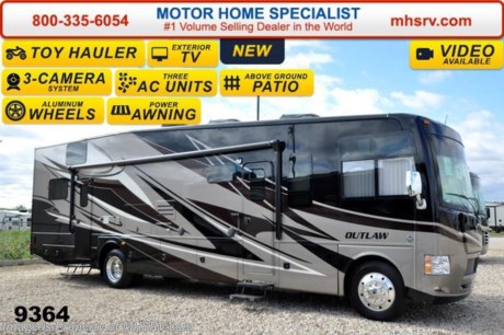 /MO 2/9/15 &lt;a href=&quot;http://www.mhsrv.com/thor-motor-coach/&quot;&gt;&lt;img src=&quot;http://www.mhsrv.com/images/sold-thor.jpg&quot; width=&quot;383&quot; height=&quot;141&quot; border=&quot;0&quot;/&gt;&lt;/a&gt;
Receive a $2,000 VISA Gift Card with purchase from Motor Home Specialist. Offer ends Feb. 28th, 2015. Family Owned &amp; Operated and the #1 Volume Selling Motor Home Dealer in the World as well as the #1 Thor Motor Coach Dealer in the World.  &lt;object width=&quot;400&quot; height=&quot;300&quot;&gt;&lt;param name=&quot;movie&quot; value=&quot;//www.youtube.com/v/IgC0KTermZs?version=3&amp;amp;hl=en_US&quot;&gt;&lt;/param&gt;&lt;param name=&quot;allowFullScreen&quot; value=&quot;true&quot;&gt;&lt;/param&gt;&lt;param name=&quot;allowscriptaccess&quot; value=&quot;always&quot;&gt;&lt;/param&gt;&lt;embed src=&quot;//www.youtube.com/v/IgC0KTermZs?version=3&amp;amp;hl=en_US&quot; type=&quot;application/x-shockwave-flash&quot; width=&quot;400&quot; height=&quot;300&quot; allowscriptaccess=&quot;always&quot; allowfullscreen=&quot;true&quot;&gt;&lt;/embed&gt;&lt;/object&gt;   MSRP $174,294. New 2015 Thor Motor Coach Outlaw Toy Hauler. Model 37LS with slide-out room, Ford 26-Series chassis with Triton V-10 engine, frameless windows, high polished aluminum wheels, as well as drop down ramp door with spring assist &amp; railing for patio use. This unit measures approximately 38 feet 4 inches in length. Options include the beautiful full body exterior, an electric overhead hide-away bunk, dual cargo sofas in garage area and frameless dual pane windows. The Outlaw toy hauler RV has an incredible list of standard features for 2015 including beautiful wood &amp; interior decor packages, (4) LCD TVs including an exterior entertainment center, large living room LCD TV on slide-out, LCD TV in loft and LCD TV in garage. You will also find a premium sound system, (3) A/C units, Bluetooth enable coach radio system with exterior speakers, power patio awing with integrated LED lighting, dual side entrance doors, fueling station, 1-piece windshield, a 5500 Onan generator, 3 camera monitoring system, automatic leveling system, Soft Touch leather furniture, leatherette sofa with sleeper, day/night shades and much more. For additional coach information, brochures, window sticker, videos, photos, Outlaw reviews &amp; testimonials as well as additional information about Motor Home Specialist and our manufacturers please visit us at MHSRV .com or call 800-335-6054. At Motor Home Specialist we DO NOT charge any prep or orientation fees like you will find at other dealerships. All sale prices include a 200 point inspection, interior &amp; exterior wash &amp; detail of vehicle, a thorough coach orientation with an MHS technician, an RV Starter&#39;s kit, a nights stay in our delivery park featuring landscaped and covered pads with full hook-ups and much more. WHY PAY MORE?... WHY SETTLE FOR LESS? &lt;object width=&quot;400&quot; height=&quot;300&quot;&gt;&lt;param name=&quot;movie&quot; value=&quot;//www.youtube.com/v/VZXdH99Xe00?hl=en_US&amp;amp;version=3&quot;&gt;&lt;/param&gt;&lt;param name=&quot;allowFullScreen&quot; value=&quot;true&quot;&gt;&lt;/param&gt;&lt;param name=&quot;allowscriptaccess&quot; value=&quot;always&quot;&gt;&lt;/param&gt;&lt;embed src=&quot;//www.youtube.com/v/VZXdH99Xe00?hl=en_US&amp;amp;version=3&quot; type=&quot;application/x-shockwave-flash&quot; width=&quot;400&quot; height=&quot;300&quot; allowscriptaccess=&quot;always&quot; allowfullscreen=&quot;true&quot;&gt;&lt;/embed&gt;&lt;/object&gt;