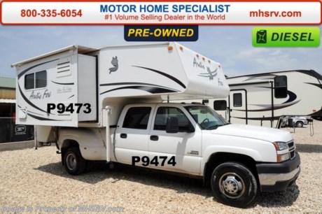 SOLD TX 8/5/14 &lt;a href=&quot;http://www.mhsrv.com/travel-trailers/&quot;&gt;&lt;img src=&quot;http://www.mhsrv.com/images/sold-traveltrailer.jpg&quot; width=&quot;383&quot; height=&quot;141&quot; border=&quot;0&quot;/&gt;&lt;/a&gt; Used Chevrolet Pick Up with Arctic Fox Camper for Sale- 2007 Chevrolet Silverado 3500 quad cab with 122,326 miles &amp; diesel engine loaded with a 2007 Arctic Fox Silver Fox Edition 990 with slide and 2.5KW Onan generator with 88 hours, door awning, slide-out room toppers, water heater, exterior shower, roof ladder, CD player, booth converts to sleeper, night shades, microwave, 3 burner range with oven, refrigerator, all in 1 bath, A/C unit and much more. 