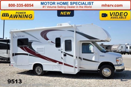 /CA 1/1/15 &lt;a href=&quot;http://www.mhsrv.com/thor-motor-coach/&quot;&gt;&lt;img src=&quot;http://www.mhsrv.com/images/sold-thor.jpg&quot; width=&quot;383&quot; height=&quot;141&quot; border=&quot;0&quot;/&gt;&lt;/a&gt;
MHSRV is donating $1,000 to Cook Children&#39;s Hospital for every new RV sold in the month of December, 2014 helping surpass our 3rd annual goal total of over 1/2 million dollars! #1 Volume Selling Motor Home Dealer in the World. MSRP $77,477. New 2015 Thor Motor Coach Chateau Class C RV. Model 22E with Ford E-350 chassis &amp; Ford Triton V-10 engine. This unit measures approximately 23 feet 11 inches in length. Optional equipment include wheel liners, 3 burner range with oven and a back-up monitor. The Chateau Class C RV has an incredible list of standard features for 2015 including Mega exterior storage, power windows and locks, gas/electric water heater, large TV on a swivel in the over head cab (N/A with cab over entertainment center), auto transfer switch, power patio awning with integrated LED lighting, double door refrigerator, skylight, 4000 Onan Micro Quiet generator, slick fiberglass exterior, full extension drawer glides, roof ladder, bedspread &amp; pillow shams, power vent and much more. FOR ADDITIONAL INFORMATION, PHOTOS &amp; VIDEOS Please visit Motor Home Specialist at  MHSRV .com or Call 800-335-6054. At Motor Home Specialist we DO NOT charge any prep or orientation fees like you will find at other dealerships. All sale prices include a 200 point inspection, interior &amp; exterior wash &amp; detail of vehicle, a thorough coach orientation with an MHS technician, an RV Starter&#39;s kit, a nights stay in our delivery park featuring landscaped and covered pads with full hook-ups and much more! Read From Thousands of Testimonials at MHSRV .com and See What They Had to Say About Their Experience at Motor Home Specialist. WHY PAY MORE?...... WHY SETTLE FOR LESS? 
