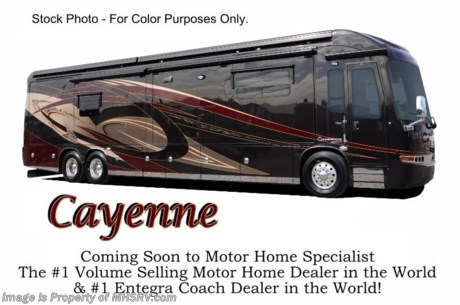 /SOLD 1/16/15
Family Owned &amp; Operated and the #1 Volume Selling Motor Home Dealer in the World as well as the #1 Entegra Motor Coach Dealer in the World.  &lt;object width=&quot;400&quot; height=&quot;300&quot;&gt;&lt;param name=&quot;movie&quot; value=&quot;//www.youtube.com/v/I7SgmrtU0UA?version=3&amp;amp;hl=en_US&quot;&gt;&lt;/param&gt;&lt;param name=&quot;allowFullScreen&quot; value=&quot;true&quot;&gt;&lt;/param&gt;&lt;param name=&quot;allowscriptaccess&quot; value=&quot;always&quot;&gt;&lt;/param&gt;&lt;embed src=&quot;//www.youtube.com/v/I7SgmrtU0UA?version=3&amp;amp;hl=en_US&quot; type=&quot;application/x-shockwave-flash&quot; width=&quot;400&quot; height=&quot;300&quot; allowscriptaccess=&quot;always&quot; allowfullscreen=&quot;true&quot;&gt;&lt;/embed&gt;&lt;/object&gt;  MSRP $624,618. New 2015 Entegra Coach Cornerstone W/4 Slides. Model 45DLQ. This luxury motor coach measures approximately 44 feet 11 inch in length. Options include the iPad coach control system, dual 100 watt solar panels, exterior freezer with slide-out tray, auto Wastemaster Sewer connection, premium entertainment system and the Mobile Eye Lane Departure and Forward Collision Warning System with Car, Motorcycle, Bicycle &amp; Pedestrian Detection. It rides on a raised rail Spartan K3 chassis with Entegra’s exclusive X-Bridge framing. It is powered by a 600 HP Cummins diesel engine and Allison 4000 series transmission. The Entegra Coach Cornerstone also features perhaps the most impressive list of standard equipment ever offered on a luxury motor coach. ALL ENTEGRA COACH MOTOR HOMES COME WITH A SUPERIOR 2YR/24K MILE LIMITED WARRANTY! ****** For additional coach information, brochures, window sticker, videos, photos, Cornerstone reviews &amp; testimonials as well as additional information about Motor Home Specialist and our manufacturers please visit us at MHSRV .com or call 800-335-6054. At Motor Home Specialist we DO NOT charge any prep or orientation fees like you will find at other dealerships. All sale prices include a 200 point inspection, interior &amp; exterior wash &amp; detail of vehicle, a thorough coach orientation with an MHS technician, an RV Starter&#39;s kit, a nights stay in our delivery park featuring landscaped and covered pads with full hook-ups and much more. WHY PAY MORE?... WHY SETTLE FOR LESS?