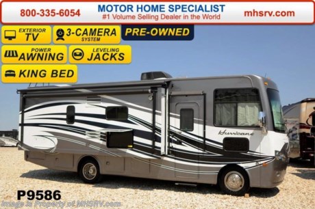 /TX 10/15/14 &lt;a href=&quot;http://www.mhsrv.com/thor-motor-coach/&quot;&gt;&lt;img src=&quot;http://www.mhsrv.com/images/sold-thor.jpg&quot; width=&quot;383&quot; height=&quot;141&quot; border=&quot;0&quot;/&gt;&lt;/a&gt;
Used 2014 Thor Motor Coach Hurricane Model 27K features a Ford chassis, a V-10 Ford engine, a full wall slide, L-shaped sofa with free standing dinette table, walk around king bed, side hinged baggage doors, 32 inch LCD TV in the living area, dual wardrobes, electric patio awning, roof ladder, electric entry step, 5,000 lb. hitch, back-up camera, double door refrigerator, automatic leveling jacks with touch pad controls, heated exterior mirrors with integrated cameras, 13.5 BTU ducted roof A/C, full body paint, bedroom LCD TV, exterior entertainment system, solid surface kitchen counter, front electric drop-down over head bunk, power attic fan, upgraded 15,000 BTU front roof A/C, valve stem extenders and a power driver seat. 