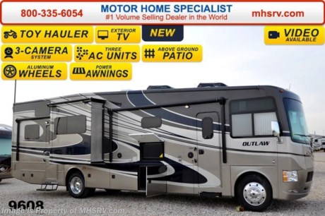 &lt;a href=&quot;http://www.mhsrv.com/thor-motor-coach/&quot;&gt;&lt;img src=&quot;http://www.mhsrv.com/images/sold-thor.jpg&quot; width=&quot;383&quot; height=&quot;141&quot; border=&quot;0&quot;/&gt;&lt;/a&gt;   Receive a $2,000 VISA Gift Card with purchase from Motor Home Specialist while supplies last.  Family Owned &amp; Operated and the #1 Volume Selling Motor Home Dealer in the World as well as the #1 Thor Motor Coach Dealer in the World. &lt;object width=&quot;400&quot; height=&quot;300&quot;&gt;&lt;param name=&quot;movie&quot; value=&quot;//www.youtube.com/v/IgC0KTermZs?version=3&amp;amp;hl=en_US&quot;&gt;&lt;/param&gt;&lt;param name=&quot;allowFullScreen&quot; value=&quot;true&quot;&gt;&lt;/param&gt;&lt;param name=&quot;allowscriptaccess&quot; value=&quot;always&quot;&gt;&lt;/param&gt;&lt;embed src=&quot;//www.youtube.com/v/IgC0KTermZs?version=3&amp;amp;hl=en_US&quot; type=&quot;application/x-shockwave-flash&quot; width=&quot;400&quot; height=&quot;300&quot; allowscriptaccess=&quot;always&quot; allowfullscreen=&quot;true&quot;&gt;&lt;/embed&gt;&lt;/object&gt;   MSRP $181,419. New 2015 Thor Motor Coach Outlaw Toy Hauler. Model 37MD with 2 slide-out rooms, Ford 26-Series chassis with Triton V-10 engine, frameless windows, high polished aluminum wheels, as well as drop down ramp door with spring assist &amp; railing for patio use. This unit measures approximately 38 feet 7 inches in length. Options include the beautiful full body exterior, an electric overhead hide-away bunk, dual cargo sofas in garage area and frameless dual pane windows. The Outlaw toy hauler RV has an incredible list of standard features for 2015 including beautiful wood &amp; interior decor packages, (5) LCD TVs including an exterior entertainment center, large living room LCD TV, LCD TV in loft, LCD TV in second living room and LCD TV in garage. You will also find a premium sound system, (3) A/C units, Bluetooth enable coach radio system with exterior speakers, power patio awing with integrated LED lighting, dual side entrance doors, fueling station, 1-piece windshield, a 5500 Onan generator, 3 camera monitoring system, automatic leveling system, Soft Touch leather furniture, leatherette sofa with sleeper, day/night shades and much more. For additional coach information, brochures, window sticker, videos, photos, Outlaw reviews &amp; testimonials as well as additional information about Motor Home Specialist and our manufacturers please visit us at MHSRV .com or call 800-335-6054. At Motor Home Specialist we DO NOT charge any prep or orientation fees like you will find at other dealerships. All sale prices include a 200 point inspection, interior &amp; exterior wash &amp; detail of vehicle, a thorough coach orientation with an MHS technician, an RV Starter&#39;s kit, a nights stay in our delivery park featuring landscaped and covered pads with full hook-ups and much more. WHY PAY MORE?... WHY SETTLE FOR LESS? &lt;object width=&quot;400&quot; height=&quot;300&quot;&gt;&lt;param name=&quot;movie&quot; value=&quot;//www.youtube.com/v/VZXdH99Xe00?hl=en_US&amp;amp;version=3&quot;&gt;&lt;/param&gt;&lt;param name=&quot;allowFullScreen&quot; value=&quot;true&quot;&gt;&lt;/param&gt;&lt;param name=&quot;allowscriptaccess&quot; value=&quot;always&quot;&gt;&lt;/param&gt;&lt;embed src=&quot;//www.youtube.com/v/VZXdH99Xe00?hl=en_US&amp;amp;version=3&quot; type=&quot;application/x-shockwave-flash&quot; width=&quot;400&quot; height=&quot;300&quot; allowscriptaccess=&quot;always&quot; allowfullscreen=&quot;true&quot;&gt;&lt;/embed&gt;&lt;/object&gt;