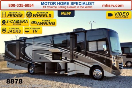 /TX 12/29 &lt;a href=&quot;http://www.mhsrv.com/thor-motor-coach/&quot;&gt;&lt;img src=&quot;http://www.mhsrv.com/images/sold-thor.jpg&quot; width=&quot;383&quot; height=&quot;141&quot; border=&quot;0&quot;/&gt;&lt;/a&gt;
Receive a $2,000 VISA Gift Card with purchase from Motor Home Specialist while supplies last. MHSRV is donating $1,000 to Cook Children&#39;s Hospital for every new RV sold in the month of December, 2014 helping surpass our 3rd annual goal total of over 1/2 million dollars! Family Owned &amp; Operated and the #1 Volume Selling Motor Home Dealer in the World as well as the #1 Thor Motor Coach Dealer in the World. &lt;object width=&quot;400&quot; height=&quot;300&quot;&gt;&lt;param name=&quot;movie&quot; value=&quot;//www.youtube.com/v/bN591K_alkM?hl=en_US&amp;amp;version=3&quot;&gt;&lt;/param&gt;&lt;param name=&quot;allowFullScreen&quot; value=&quot;true&quot;&gt;&lt;/param&gt;&lt;param name=&quot;allowscriptaccess&quot; value=&quot;always&quot;&gt;&lt;/param&gt;&lt;embed src=&quot;//www.youtube.com/v/bN591K_alkM?hl=en_US&amp;amp;version=3&quot; type=&quot;application/x-shockwave-flash&quot; width=&quot;400&quot; height=&quot;300&quot; allowscriptaccess=&quot;always&quot; allowfullscreen=&quot;true&quot;&gt;&lt;/embed&gt;&lt;/object&gt;   MSRP $168,864. The new 2015 Thor Motor Coach Challenger features frameless windows, Flexsteel driver and passenger&#39;s chairs, detachable shore cord, 100 gallon fresh water tank, exterior speakers, LED lighting, beautiful decor, Whirlpool microwave, residential refrigerator, 1800 Watt inverter and a larger bedroom TV. This luxury RV measures approximately 38 feet 1 inch in length and features (3) slide-out rooms, a revolutionary &quot;Island&quot; kitchen with vast countertop space, a custom kitchen bar with wine rack, a hidden trash receptacle, dual vanities in bathroom, a large panoramic window across from kitchen and a motorized hide-a-way 40&quot; LCD TV with sound bar! Optional equipment includes the Chocolate Silk full body paint exterior, frameless dual pane windows and a 3-burner range with oven. The 2015 Thor Motor Coach Challenger also features one of the most impressive lists of standard equipment in the RV industry including a Ford Triton V-10 engine, 5-speed automatic transmission, 22-Series ford chassis with aluminum wheels, fully automatic hydraulic leveling system, electric overhead Hide-Away Bunk, electric patio awning with LED lighting, side hinged baggage doors, exterior entertainment package, iPod docking station, DVD, LCD TVs, day/night shades, solid surface kitchen counter, dual roof A/C units, 5500 Onan generator, gas/electric water heater, heated and enclosed holding tanks and much more. For additional coach information, brochures, window sticker, videos, photos, Challenger reviews &amp; testimonials as well as additional information about Motor Home Specialist and our manufacturers please visit us at MHSRV .com or call 800-335-6054. At Motor Home Specialist we DO NOT charge any prep or orientation fees like you will find at other dealerships. All sale prices include a 200 point inspection, interior &amp; exterior wash &amp; detail of vehicle, a thorough coach orientation with an MHS technician, an RV Starter&#39;s kit, a nights stay in our delivery park featuring landscaped and covered pads with full hook-ups and much more. WHY PAY MORE?... WHY SETTLE FOR LESS? &lt;object width=&quot;400&quot; height=&quot;300&quot;&gt;&lt;param name=&quot;movie&quot; value=&quot;//www.youtube.com/v/VZXdH99Xe00?hl=en_US&amp;amp;version=3&quot;&gt;&lt;/param&gt;&lt;param name=&quot;allowFullScreen&quot; value=&quot;true&quot;&gt;&lt;/param&gt;&lt;param name=&quot;allowscriptaccess&quot; value=&quot;always&quot;&gt;&lt;/param&gt;&lt;embed src=&quot;//www.youtube.com/v/VZXdH99Xe00?hl=en_US&amp;amp;version=3&quot; type=&quot;application/x-shockwave-flash&quot; width=&quot;400&quot; height=&quot;300&quot; allowscriptaccess=&quot;always&quot; allowfullscreen=&quot;true&quot;&gt;&lt;/embed&gt;&lt;/object&gt;