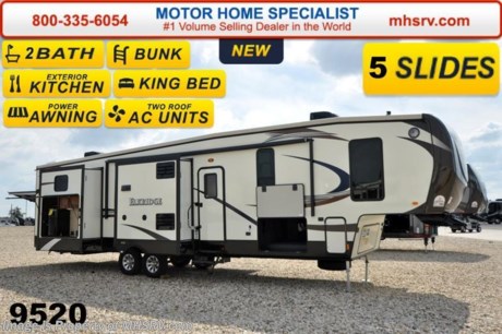 SOLD /OK 12-19-14 MHSRV is donating $1,000 to Cook Children&#39;s Hospital for every new RV sold in the month of December, 2014 helping surpass our 3rd annual goal total of over 1/2 million dollars! Family Owned &amp; Operated. Largest Selection, Lowest Prices &amp; the Premier Service &amp; Walk-Through Process that can only be found at the #1 Volume Selling Motor Home Dealer in the World! From $10K to $2 Million... We gotcha&#39; Covered!   &lt;object width=&quot;400&quot; height=&quot;300&quot;&gt;&lt;param name=&quot;movie&quot; value=&quot;//www.youtube.com/v/op5S5EdxcQM?version=3&amp;amp;hl=en_US&quot;&gt;&lt;/param&gt;&lt;param name=&quot;allowFullScreen&quot; value=&quot;true&quot;&gt;&lt;/param&gt;&lt;param name=&quot;allowscriptaccess&quot; value=&quot;always&quot;&gt;&lt;/param&gt;&lt;embed src=&quot;//www.youtube.com/v/op5S5EdxcQM?version=3&amp;amp;hl=en_US&quot; type=&quot;application/x-shockwave-flash&quot; width=&quot;400&quot; height=&quot;300&quot; allowscriptaccess=&quot;always&quot; allowfullscreen=&quot;true&quot;&gt;&lt;/embed&gt;&lt;/object&gt; 

 &lt;object width=&quot;400&quot; height=&quot;300&quot;&gt;&lt;param name=&quot;movie&quot; value=&quot;http://www.youtube.com/v/fBpsq4hH-Ws?version=3&amp;amp;hl=en_US&quot;&gt;&lt;/param&gt;&lt;param name=&quot;allowFullScreen&quot; value=&quot;true&quot;&gt;&lt;/param&gt;&lt;param name=&quot;allowscriptaccess&quot; value=&quot;always&quot;&gt;&lt;/param&gt;&lt;embed src=&quot;http://www.youtube.com/v/fBpsq4hH-Ws?version=3&amp;amp;hl=en_US&quot; type=&quot;application/x-shockwave-flash&quot; width=&quot;400&quot; height=&quot;300&quot; allowscriptaccess=&quot;always&quot; allowfullscreen=&quot;true&quot;&gt;&lt;/embed&gt;&lt;/object&gt;   ElkRidge luxury 5th wheels offer the ultimate in leisure living. MSRP $67,493. New 2015 Heartland Elkridge 38RSRT fifth wheel RV approximately 41 feet 9 inches in length featuring 2 baths, king sized bed and a camp kitchen. Options include pearl high gloss exterior fiberglass, upgraded graphics, painted metal, large TV in the bunk room, Hide-A-Bed sofa IPO bottom bunk, Correct Track Align System, 4 door refrigerator, dual pane windows, 50 amp power cord reel, booth dinette IPO free standing table, electrolux rechargeable vac and a second A/C.  This beautiful fifth wheel also includes the Elkridge Entertain in Style option which includes Bordeaux interior cabinets, stainless steel appliances, upgraded wall board, Hi-Macs kitchen countertop, improved dinette lighting, steel hardware, upgraded wood plank flooring, upgraded arched fascia and much more. For additional coach information, brochure, window sticker, videos, photos, Elkridge customer reviews &amp; testimonials please visit Motor Home Specialist at MHSRV .com or call 800-335-6054. At MHS we DO NOT charge any prep or orientation fees like you will find at other dealerships. All sale prices include a 200 point inspection, interior &amp; exterior wash &amp; detail of vehicle, a thorough coach orientation with an MHS technician, an RV Starter&#39;s kit, a nights stay in our delivery park featuring landscaped and covered pads with full hook-ups and much more. WHY PAY MORE?... WHY SETTLE FOR LESS? 