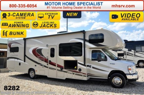 /SOLD 11/11/14
Receive a $1,000 VISA Gift Card with purchase from Motor Home Specialist while supplies last.  &lt;object width=&quot;400&quot; height=&quot;300&quot;&gt;&lt;param name=&quot;movie&quot; value=&quot;//www.youtube.com/v/zb5_686Rceo?version=3&amp;amp;hl=en_US&quot;&gt;&lt;/param&gt;&lt;param name=&quot;allowFullScreen&quot; value=&quot;true&quot;&gt;&lt;/param&gt;&lt;param name=&quot;allowscriptaccess&quot; value=&quot;always&quot;&gt;&lt;/param&gt;&lt;embed src=&quot;//www.youtube.com/v/zb5_686Rceo?version=3&amp;amp;hl=en_US&quot; type=&quot;application/x-shockwave-flash&quot; width=&quot;400&quot; height=&quot;300&quot; allowscriptaccess=&quot;always&quot; allowfullscreen=&quot;true&quot;&gt;&lt;/embed&gt;&lt;/object&gt;  MSRP $110,414. New 2015 Thor Motor Coach Chateau Class C RV. Model 31E bunk house with Ford E-450 chassis, Ford Triton V-10 engine, automatic hydraulic leveling jacks, bedroom TV, frameless windows and measures approximately 32 feet 7 inches in length. The Chateau 31E features the Premier Package which includes solid surface kitchen countertop with pressed dinette top, roller shades, power charging center for electronics, enclosed area for sewer tank valves, water filter system, LED ceiling lights, black tank flush, 30 inch over the range microwave and exterior speakers. Optional equipment includes the HD-Max exterior, (2) LCD TVs with DVD player in bunk beds, exterior entertainment center, leatherette sofa, child safety tether, power attic fan in bedroom, upgraded 15,000 BTU A/C, second auxiliary battery, spare tire, heated remote exterior mirrors with integrated side view cameras, power driver&#39;s chair, leatherette driver &amp; passenger chairs, cockpit carpet mat and wood dash applique. The Chateau 31E Class C RV has an incredible list of standard features including power windows and locks, bedroom TV, 3 burner high output range top with oven, gas/electric water heater, holding tanks with heat pads, auto transfer switch, wheel liners, valve stem extenders, keyless entry, automatic electric patio awning, back-up monitor, double door refrigerator, roof ladder, 4000 Onan Micro Quiet generator, slick fiberglass exterior, full extension drawer glides, bedspread &amp; pillow shams and much more. For additional coach information, brochures, window sticker, videos, photos, Chateau reviews &amp; testimonials as well as additional information about Motor Home Specialist and our manufacturers please visit us at MHSRV .com or call 800-335-6054. At Motor Home Specialist we DO NOT charge any prep or orientation fees like you will find at other dealerships. All sale prices include a 200 point inspection, interior &amp; exterior wash &amp; detail of vehicle, a thorough coach orientation with an MHS technician, an RV Starter&#39;s kit, a nights stay in our delivery park featuring landscaped and covered pads with full hook-ups and much more. WHY PAY MORE?... WHY SETTLE FOR LESS? &lt;object width=&quot;400&quot; height=&quot;300&quot;&gt;&lt;param name=&quot;movie&quot; value=&quot;//www.youtube.com/v/VZXdH99Xe00?hl=en_US&amp;amp;version=3&quot;&gt;&lt;/param&gt;&lt;param name=&quot;allowFullScreen&quot; value=&quot;true&quot;&gt;&lt;/param&gt;&lt;param name=&quot;allowscriptaccess&quot; value=&quot;always&quot;&gt;&lt;/param&gt;&lt;embed src=&quot;//www.youtube.com/v/VZXdH99Xe00?hl=en_US&amp;amp;version=3&quot; type=&quot;application/x-shockwave-flash&quot; width=&quot;400&quot; height=&quot;300&quot; allowscriptaccess=&quot;always&quot; allowfullscreen=&quot;true&quot;&gt;&lt;/embed&gt;&lt;/object&gt;