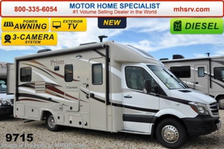 /SC 2/9/15 &lt;a href=&quot;http://www.mhsrv.com/coachmen-rv/&quot;&gt;&lt;img src=&quot;http://www.mhsrv.com/images/sold-coachmen.jpg&quot; width=&quot;383&quot; height=&quot;141&quot; border=&quot;0&quot;/&gt;&lt;/a&gt;
Family Owned &amp; Operated and the #1 Volume Selling Motor Home Dealer in the World as well as the #1 Coachmen Dealer in the World. MSRP $120,740. New 2015 Coachmen Prism B+ Sprinter Diesel. Model 24G. This RV measures approximately 24 feet 10 inches in length with 2 slide-out rooms.  Optional equipment includes the Banner Edition featuring a back up camera &amp; monitor, satellite radio, power awning, stainless steel wheel liners, MCD window shades, euro style refrigerator, cook top with glass cover, LED lights, exterior entertainment center, woodgrain dash applique, upgraded swivel pilot &amp; passenger seats, power skylight/roof vent, roller bearing drawer glides, rear stabilizers, Travel Easy Roadside Assistance &amp; exterior privacy windshield cover. Additional options include a diesel generator, upgraded 15,000 BTU A/C with heat pump, side view cameras, exterior camp table as well as dual pane tinted windows and a knife valve at tank, both included in the Camping Cozy package. The Prism&#39;s impressive list of standards include a 3.0L V-6 turbo diesel engine, sunroof with night shade, hardwood cabinet doors, MCD roller shades, coach TV with DVD player, convection oven power vent, water heater, heated tanks, exterior shower and much more. For additional coach information, brochure, window sticker, videos, photos, Coachmen customer reviews &amp; testimonials please visit Motor Home Specialist at MHSRV .com or call 800-335-6054. At MHS we DO NOT charge any prep or orientation fees like you will find at other dealerships. All sale prices include a 200 point inspection, interior &amp; exterior wash &amp; detail of vehicle, a thorough coach orientation with an MHS technician, an RV Starter&#39;s kit, a nights stay in our delivery park featuring landscaped and covered pads with full hook-ups and much more. WHY PAY MORE?... WHY SETTLE FOR LESS? &lt;object width=&quot;400&quot; height=&quot;300&quot;&gt;&lt;param name=&quot;movie&quot; value=&quot;http://www.youtube.com/v/fBpsq4hH-Ws?version=3&amp;amp;hl=en_US&quot;&gt;&lt;/param&gt;&lt;param name=&quot;allowFullScreen&quot; value=&quot;true&quot;&gt;&lt;/param&gt;&lt;param name=&quot;allowscriptaccess&quot; value=&quot;always&quot;&gt;&lt;/param&gt;&lt;embed src=&quot;http://www.youtube.com/v/fBpsq4hH-Ws?version=3&amp;amp;hl=en_US&quot; type=&quot;application/x-shockwave-flash&quot; width=&quot;400&quot; height=&quot;300&quot; allowscriptaccess=&quot;always&quot; allowfullscreen=&quot;true&quot;&gt;&lt;/embed&gt;&lt;/object&gt; 