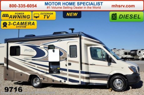 /SOLD - 7/16/15- TX
Family Owned &amp; Operated and the #1 Volume Selling Motor Home Dealer in the World as well as the #1 Coachmen Dealer in the World. MSRP $131,309. New 2015 Coachmen Prism B+ Sprinter Diesel. Model 24G. This RV measures approximately 24 feet 10 inches in length with 2 slide-out rooms. Optional equipment includes the Banner package featuring a back up camera &amp; monitor, satellite radio, power awning, stainless steel wheel liners, MCD window shades, euro style refrigerator, cook top with glass cover, LED lights, exterior entertainment center, woodgrain dash applique, upgraded swivel pilot &amp; passenger seats, power skylight/roof vent, roller bearing drawer glides, rear stabilizers, Travel Easy Roadside Assistance &amp; exterior privacy windshield cover. Additional options include the beautiful full body paint exterior, aluminum rims, Onan diesel generator, bedroom LCD TV with DVD player, upgraded 15,000 BTU A/C with heat pump, side view cameras, exterior camp table as well as dual pane tinted windows and a knife valve at tank, both included in the Camping Cozy package. The Prism&#39;s impressive list of standards include a 3.0L V-6 turbo diesel engine, sunroof with night shade, hardwood cabinet doors, MCD roller shades, coach TV with DVD player, convection oven power vent, water heater, heated tanks, exterior shower and much more. For additional coach information, brochure, window sticker, videos, photos, Coachmen customer reviews &amp; testimonials please visit Motor Home Specialist at MHSRV .com or call 800-335-6054. At MHS we DO NOT charge any prep or orientation fees like you will find at other dealerships. All sale prices include a 200 point inspection, interior &amp; exterior wash &amp; detail of vehicle, a thorough coach orientation with an MHS technician, an RV Starter&#39;s kit, a nights stay in our delivery park featuring landscaped and covered pads with full hook-ups and much more. WHY PAY MORE?... WHY SETTLE FOR LESS? &lt;object width=&quot;400&quot; height=&quot;300&quot;&gt;&lt;param name=&quot;movie&quot; value=&quot;http://www.youtube.com/v/fBpsq4hH-Ws?version=3&amp;amp;hl=en_US&quot;&gt;&lt;/param&gt;&lt;param name=&quot;allowFullScreen&quot; value=&quot;true&quot;&gt;&lt;/param&gt;&lt;param name=&quot;allowscriptaccess&quot; value=&quot;always&quot;&gt;&lt;/param&gt;&lt;embed src=&quot;http://www.youtube.com/v/fBpsq4hH-Ws?version=3&amp;amp;hl=en_US&quot; type=&quot;application/x-shockwave-flash&quot; width=&quot;400&quot; height=&quot;300&quot; allowscriptaccess=&quot;always&quot; allowfullscreen=&quot;true&quot;&gt;&lt;/embed&gt;&lt;/object&gt; 