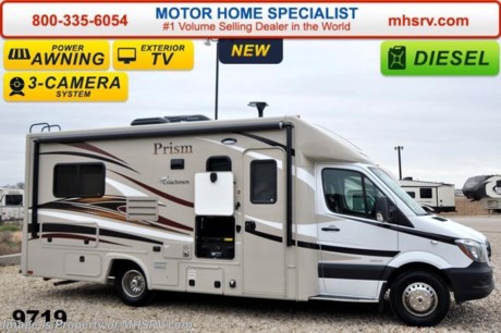 /TX 6-30-15 &lt;a href=&quot;http://www.mhsrv.com/coachmen-rv/&quot;&gt;&lt;img src=&quot;http://www.mhsrv.com/images/sold-coachmen.jpg&quot; width=&quot;383&quot; height=&quot;141&quot; border=&quot;0&quot;/&gt;&lt;/a&gt;
Family Owned &amp; Operated and the #1 Volume Selling Motor Home Dealer in the World as well as the #1 Coachmen Dealer in the World. MSRP $112,910. New 2015 Coachmen Prism B+ Sprinter Diesel. Model 24J. This RV measures approximately 24 feet 10 inches in length with slide-out room.  Optional equipment includes the Banner package featuring a back up camera &amp; monitor, satellite radio, power awning, stainless steel wheel liners, euro style refrigerator, cook top with glass cover, LED lights, exterior entertainment center, woodgrain dash applique, upgraded swivel pilot &amp; passenger seats, power skylight/roof vent, roller bearing drawer glides, rear stabilizers, Travel Easy Roadside Assistance &amp; exterior privacy windshield cover. Additional options include the upgraded 15,000 BTU A/C with heat pump, side view cameras, exterior camp table as well as dual pane tinted windows and a knife valve at tank, both included in the Camping Cozy package. The Prism&#39;s impressive list of standards include a 3.0L V-6 turbo diesel engine, sunroof with night shade, hardwood cabinet doors, MCD roller shades, coach TV with DVD player, convection microwave, power vent, water heater, heated tanks, exterior shower and much more. For additional coach information, brochure, window sticker, videos, photos, Coachmen customer reviews &amp; testimonials please visit Motor Home Specialist at MHSRV .com or call 800-335-6054. At MHS we DO NOT charge any prep or orientation fees like you will find at other dealerships. All sale prices include a 200 point inspection, interior &amp; exterior wash &amp; detail of vehicle, a thorough coach orientation with an MHS technician, an RV Starter&#39;s kit, a nights stay in our delivery park featuring landscaped and covered pads with full hook-ups and much more. WHY PAY MORE?... WHY SETTLE FOR LESS? &lt;object width=&quot;400&quot; height=&quot;300&quot;&gt;&lt;param name=&quot;movie&quot; value=&quot;http://www.youtube.com/v/fBpsq4hH-Ws?version=3&amp;amp;hl=en_US&quot;&gt;&lt;/param&gt;&lt;param name=&quot;allowFullScreen&quot; value=&quot;true&quot;&gt;&lt;/param&gt;&lt;param name=&quot;allowscriptaccess&quot; value=&quot;always&quot;&gt;&lt;/param&gt;&lt;embed src=&quot;http://www.youtube.com/v/fBpsq4hH-Ws?version=3&amp;amp;hl=en_US&quot; type=&quot;application/x-shockwave-flash&quot; width=&quot;400&quot; height=&quot;300&quot; allowscriptaccess=&quot;always&quot; allowfullscreen=&quot;true&quot;&gt;&lt;/embed&gt;&lt;/object&gt; 