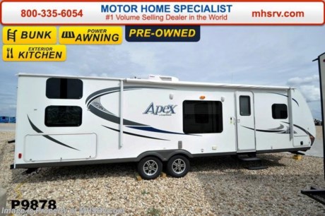 /TX 12/1/14 &lt;a href=&quot;http://www.mhsrv.com/travel-trailers/&quot;&gt;&lt;img src=&quot;http://www.mhsrv.com/images/sold-traveltrailer.jpg&quot; width=&quot;383&quot; height=&quot;141&quot; border=&quot;0&quot;/&gt;&lt;/a&gt;
Used Coachmen Travel Trailer for Sale- 2013 Coachmen Apex 298BHS is 29 feet in length with a slide, power patio awning, water heater, pass-thru storage, aluminum wheels, exterior grill, exterior shower, exterior speakers, leather sofa with sleeper, booth converts to sleeper, night shades, microwave, 3 burner range, sink covers, refrigerator, all in 1 bath, bunk beds, LCD TV and much more. For additional information and photos please visit Motor Home Specialist at www.MHSRV .com or call 800-335-6054.