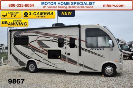 /TX 12/29 &lt;a href=&quot;http://www.mhsrv.com/thor-motor-coach/&quot;&gt;&lt;img src=&quot;http://www.mhsrv.com/images/sold-thor.jpg&quot; width=&quot;383&quot; height=&quot;141&quot; border=&quot;0&quot;/&gt;&lt;/a&gt;
Receive a $2,000 VISA Gift Card with purchase from Motor Home Specialist while supplies last.  MHSRV is donating $1,000 to Cook Children&#39;s Hospital for every new RV sold in the month of December, 2014 helping surpass our 3rd annual goal total of over 1/2 million dollars! Family Owned &amp; Operated and the #1 Volume Selling Motor Home Dealer in the World as well as the #1 Thor Motor Coach Dealer in the World. Thor Motor Coach has done it again with the world&#39;s first RUV! (Recreational Utility Vehicle) Check out the new 2015 Thor Motor Coach Vegas RUV Model 24.1 with Slide-Out Room! MSRP $98,089. The Vegas combines Style, Function, Affordability &amp; Innovation like no other RV available in the industry today! It is powered by a Ford Triton V-10 engine and built on the Ford E-350 Super Duty chassis providing a lower center of gravity and ease of drivability normally found only in a class C RV, but now available in this mini class A motor home measuring approximately 25 ft. 6 inches. Taking superior drivability even one step further, the Vegas will also feature something normally only found in a high-end luxury diesel pusher motor coach, an Independent Front Suspension system! With a style all its own the Vegas will provide superior handling and fuel economy and appeal to couples &amp; family RVers as well. The uniquely designed rear twin beds easily convert into a huge oversized master bed. You will also find another full size power drop down bunk with air mattress above the cockpit and a large sofa/sleeper with air mattress complete with cup holders. Amazingly, the Vegas not only  pulls off a spacious living room, kitchen &amp; bathroom, but also provides a wealth of closet, drawer and even pass-through exterior storage. Optional equipment includes the HD-Max colored sidewalls and graphics, TV/DVD player combo in bedroom, exterior TV, (2) 12V attic fans, microwave &amp; 3 burner high output range with oven, 15.0 BTU A/C upgrade, heated holding tanks and a second auxiliary battery. You will also be pleased to find a host of feature appointments that include tinted and frameless windows, a power patio awning with LED lights, living room TV, LED ceiling lights, Onan 4000 generator, gas/electric water heater, a rear ladder, chrome power and heated mirrors with integrated side-view cameras, back-up camera, 5,000lb. trailer hitch, valve stem extensions, two-tone leatherette furniture and captain&#39;s chairs with designer accents, cabinet doors with designer door fronts and a spacious cockpit design with unparalleled visibility as well as a fold out map/laptop table and an additional cab table that can easily be stored when traveling. For additional coach information, brochures, window sticker, videos, photos, Vegas reviews &amp; testimonials as well as additional information about Motor Home Specialist and our manufacturers please visit us at MHSRV .com or call 800-335-6054. At Motor Home Specialist we DO NOT charge any prep or orientation fees like you will find at other dealerships. All sale prices include a 200 point inspection, interior &amp; exterior wash &amp; detail of vehicle, a thorough coach orientation with an MHS technician, an RV Starter&#39;s kit, a nights stay in our delivery park featuring landscaped and covered pads with full hook-ups and much more. WHY PAY MORE?... WHY SETTLE FOR LESS?