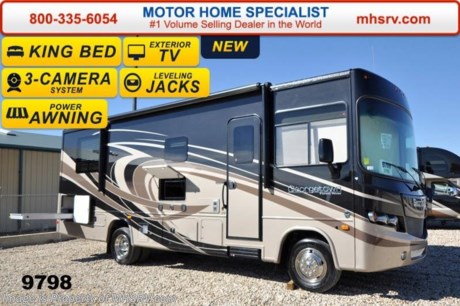 /SOLD - 7/16/15- TX
Best Price at MHSRV .com or call 800-335-6054. Family Owned &amp; Operated and the #1 Volume Selling Motor Home Dealer in the World as well as the #1 Georgetown Dealer in the World. &lt;object width=&quot;400&quot; height=&quot;300&quot;&gt;&lt;param name=&quot;movie&quot; value=&quot;http://www.youtube.com/v/Pu7wgPgva2o?version=3&amp;amp;hl=en_US&quot;&gt;&lt;/param&gt;&lt;param name=&quot;allowFullScreen&quot; value=&quot;true&quot;&gt;&lt;/param&gt;&lt;param name=&quot;allowscriptaccess&quot; value=&quot;always&quot;&gt;&lt;/param&gt;&lt;embed src=&quot;http://www.youtube.com/v/Pu7wgPgva2o?version=3&amp;amp;hl=en_US&quot; type=&quot;application/x-shockwave-flash&quot; width=&quot;400&quot; height=&quot;300&quot; allowscriptaccess=&quot;always&quot; allowfullscreen=&quot;true&quot;&gt;&lt;/embed&gt;&lt;/object&gt;  MSRP $131,245. New 2015 Forest River Georgetown: Model 270S. This all new floor plan measures approximately 28 feet 10 inches in length &amp; features a slide-out room, a large mid ship TV, large J-Dinette, king bed and a bedroom TV. Optional equipment includes the beautiful full body paint, electric awning and frameless windows. Additional options includes a rear A/C, (2) heat strips, exterior entertainment center, convection microwave, home theater system, auto transfer switch, front overhead bunk and an exterior slide out storage tray. You will also find 50 amp service, Onan 5.5 generator, linoleum IPO carpet, 3 burner range, Ford Triton V-10 engine, deluxe solid surface kitchen countertops, Arctic Pack w/ Enclosed Tanks, Automatic Leveling Jacks, Under mount Stainless Steel Kitchen Sink with Flush Solid Surface Covers, Fog Lights, Slam Latch Baggage Doors, 1 Piece Windshield For Panoramic View, Slide Out Awnings, Stainless Steel Bathroom Sink, Deluxe Dash, AM/FM/CD Player, 3 Point Seat Belts, Dash Fans, Soft Touch Driver Passenger Seats, Day/Night Shades, Full Extension Drawers With Roller Bearing Slides, Solid Pocket Door To Bedroom, Kitchen Backsplash, 5000lb Hitch, Second Auxiliary Battery, Outside Shower, 3 Camera monitoring system, Remote/Heated Driver and Passenger Mirrors &amp; much more. For additional coach information, brochures, window sticker, videos, photos, Georgetown reviews &amp; testimonials as well as additional information about Motor Home Specialist and our manufacturers please visit us at MHSRV .com or call 800-335-6054. At Motor Home Specialist we DO NOT charge any prep or orientation fees like you will find at other dealerships. All sale prices include a 200 point inspection, interior &amp; exterior wash &amp; detail of vehicle, a thorough coach orientation with an MHS technician, an RV Starter&#39;s kit, a nights stay in our delivery park featuring landscaped and covered pads with full hook-ups and much more. WHY PAY MORE?... WHY SETTLE FOR LESS?