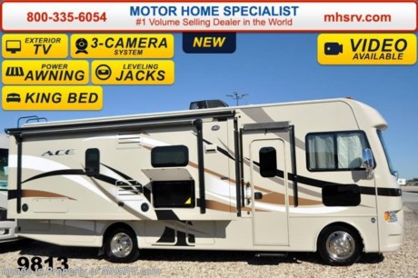/TX 5/29/15 &lt;a href=&quot;http://www.mhsrv.com/thor-motor-coach/&quot;&gt;&lt;img src=&quot;http://www.mhsrv.com/images/sold-thor.jpg&quot; width=&quot;383&quot; height=&quot;141&quot; border=&quot;0&quot; /&gt;&lt;/a&gt;
&gt;Receive a $1,000 VISA Gift Card with purchase from Motor Home Specialist while supplies last.  Family Owned &amp; Operated and the #1 Volume Selling Motor Home Dealer in the World as well as the #1 Thor Motor Coach Dealer in the World. &lt;object width=&quot;400&quot; height=&quot;300&quot;&gt;&lt;param name=&quot;movie&quot; value=&quot;http://www.youtube.com/v/fBpsq4hH-Ws?version=3&amp;amp;hl=en_US&quot;&gt;&lt;/param&gt;&lt;param name=&quot;allowFullScreen&quot; value=&quot;true&quot;&gt;&lt;/param&gt;&lt;param name=&quot;allowscriptaccess&quot; value=&quot;always&quot;&gt;&lt;/param&gt;&lt;embed src=&quot;http://www.youtube.com/v/fBpsq4hH-Ws?version=3&amp;amp;hl=en_US&quot; type=&quot;application/x-shockwave-flash&quot; width=&quot;400&quot; height=&quot;300&quot; allowscriptaccess=&quot;always&quot; allowfullscreen=&quot;true&quot;&gt;&lt;/embed&gt;&lt;/object&gt; MSRP $105,341. New 2015 Thor Motor Coach A.C.E. Model EVO 27.1 with a slide-out room and king size bed. The A.C.E. is the class A &amp; C Evolution. It Combines many of the most popular features of a class A motor home and a class C motor home to make something truly unique to the RV industry. This unit measures approximately 28 feet 7 inches in length. Optional equipment includes beautiful HD-Max exterior, exterior entertainment center, TV &amp; DVD player in bedroom, upgraded 15.0 BTU ducted roof A/C unit, second auxiliary battery and (2) 12V attic fans. The A.C.E. also features a Ford Triton V-10 engine, frameless windows, power charging station, drop down overhead bunk, power side mirrors with integrated side view cameras, hydraulic leveling jacks, a mud-room, exterior mega-storage, roof ladder, 4000 Onan Micro-Quiet generator, electric patio awning with integrated LED lights, AM/FM/CD, reclining swivel leatherette captain&#39;s chairs, stainless steel wheel liners, hitch, booth dinette, systems control center, valve stem extenders, refrigerator, microwave, water heater, one-piece windshield with &quot;20/20 vision&quot; front cap that helps eliminate heat and sunlight from getting into the drivers vision, floor level cockpit window for better visibility while turning, a &quot;below floor&quot; furnace and water heater helping keep the noise to an absolute minimum and the exhaust away from the kids and pets, cockpit mirrors, slide-out workstation in the dash and much more.  For additional coach information, brochures, window sticker, videos, photos, A.C.E. reviews &amp; testimonials as well as additional information about Motor Home Specialist and our manufacturers please visit us at MHSRV .com or call 800-335-6054. At Motor Home Specialist we DO NOT charge any prep or orientation fees like you will find at other dealerships. All sale prices include a 200 point inspection, interior &amp; exterior wash &amp; detail of vehicle, a thorough coach orientation with an MHS technician, an RV Starter&#39;s kit, a nights stay in our delivery park featuring landscaped and covered pads with full hook-ups and much more. WHY PAY MORE?... WHY SETTLE FOR LESS?