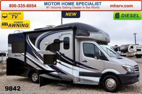 /AZ 9-1-15 &lt;a href=&quot;http://www.mhsrv.com/thor-motor-coach/&quot;&gt;&lt;img src=&quot;http://www.mhsrv.com/images/sold-thor.jpg&quot; width=&quot;383&quot; height=&quot;141&quot; border=&quot;0&quot;/&gt;&lt;/a&gt;
World&#39;s RV Show Sale Priced Now Through Sept 12, 2015. Call 800-335-6054 for Details. Family Owned &amp; Operated and the #1 Volume Selling Motor Home Dealer in the World as well as the #1 Thor Motor Coach Dealer in the World.  MSRP $128,072. New 2015 Thor Motor Coach Four Winds Siesta Sprinter Diesel. Model 24ST. This RV measures approximately 25ft. 9in. in length &amp; features a slide-out room, frameless windows, wood dash applique and 2 beds. Optional equipment includes the beautiful full body paint exterior, diesel generator, LCD TV in bedroom, 12V attic fan, exterior TV &amp; second auxiliary battery. The all new 2015 Four Winds Siesta Sprinter also features a turbo diesel engine, AM/FM/CD, power windows &amp; locks, keyless entry &amp; much more. For additional coach information, brochures, window sticker, videos, photos, Four Winds reviews &amp; testimonials as well as additional information about Motor Home Specialist and our manufacturers please visit us at MHSRV .com or call 800-335-6054. At Motor Home Specialist we DO NOT charge any prep or orientation fees like you will find at other dealerships. All sale prices include a 200 point inspection, interior &amp; exterior wash &amp; detail of vehicle, a thorough coach orientation with an MHS technician, an RV Starter&#39;s kit, a nights stay in our delivery park featuring landscaped and covered pads with full hook-ups and much more. WHY PAY MORE?... WHY SETTLE FOR LESS?