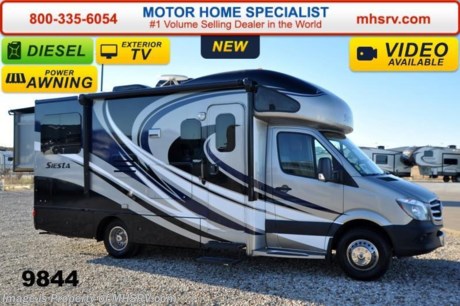 &lt;a href=&quot;http://www.mhsrv.com/thor-motor-coach/&quot;&gt;&lt;img src=&quot;http://www.mhsrv.com/images/sold-thor.jpg&quot; width=&quot;383&quot; height=&quot;141&quot; border=&quot;0&quot;/&gt;&lt;/a&gt;  Receive a $2,000 VISA Gift Card with purchase from Motor Home Specialist. Offer ends Feb. 28th, 2015. Family Owned &amp; Operated and the #1 Volume Selling Motor Home Dealer in the World as well as the #1 Thor Motor Coach Dealer in the World. MSRP $129,122. New 2015 Thor Motor Coach Four Winds Siesta Sprinter Diesel. Model 24SR. This RV measures approximately 24 ft. 10 in. in length &amp; features 2 slide-out rooms, frameless windows, wood dash appliqu&#233; and a large mid-ship TV on a slide. Optional equipment includes the beautiful full body paint exterior, LCD TV in bedroom, 12V attic fan, holding tanks with heat pads, diesel generator, exterior TV &amp; second auxiliary battery.  The all new 2015 Four Winds Siesta Sprinter also features a turbo diesel engine, AM/FM/CD, power windows &amp; locks, keyless entry &amp; much more. For additional coach information, brochures, window sticker, videos, photos, Four Winds reviews &amp; testimonials as well as additional information about Motor Home Specialist and our manufacturers please visit us at MHSRV .com or call 800-335-6054. At Motor Home Specialist we DO NOT charge any prep or orientation fees like you will find at other dealerships. All sale prices include a 200 point inspection, interior &amp; exterior wash &amp; detail of vehicle, a thorough coach orientation with an MHS technician, an RV Starter&#39;s kit, a nights stay in our delivery park featuring landscaped and covered pads with full hook-ups and much more. WHY PAY MORE?... WHY SETTLE FOR LESS?