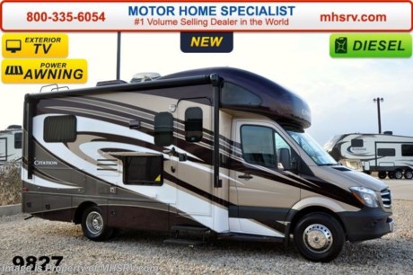 /TX 1/1/15 &lt;a href=&quot;http://www.mhsrv.com/thor-motor-coach/&quot;&gt;&lt;img src=&quot;http://www.mhsrv.com/images/sold-thor.jpg&quot; width=&quot;383&quot; height=&quot;141&quot; border=&quot;0&quot;/&gt;&lt;/a&gt;
Receive a $2,000 VISA Gift Card with purchase from Motor Home Specialist while supplies last. MHSRV is donating $1,000 to Cook Children&#39;s Hospital for every new RV sold in the month of December, 2014 helping surpass our 3rd annual goal total of over 1/2 million dollars! Family Owned &amp; Operated and the #1 Volume Selling Motor Home Dealer in the World as well as the #1 Thor Motor Coach Dealer in the World. MSRP $127,502. New 2015 Thor Motor Coach Chateau Citation Sprinter Diesel. Model 24SA. This RV measures approximately 24 ft. 6 in. in length &amp; features a slide-out room, frameless windows and a booth dinette. Optional equipment includes the beautiful full body paint exterior, diesel generator, LCD TV in bedroom, child safety tether, holding tanks with heat pads, exterior TV &amp; second auxiliary battery.  The all new 2015 Chateau Citation Sprinter also features a turbo diesel engine, AM/FM/CD, power windows &amp; locks, wood dash appliqu&#233;, keyless entry &amp; much more. For additional coach information, brochures, window sticker, videos, photos, Chateau reviews &amp; testimonials as well as additional information about Motor Home Specialist and our manufacturers please visit us at MHSRV .com or call 800-335-6054. At Motor Home Specialist we DO NOT charge any prep or orientation fees like you will find at other dealerships. All sale prices include a 200 point inspection, interior &amp; exterior wash &amp; detail of vehicle, a thorough coach orientation with an MHS technician, an RV Starter&#39;s kit, a nights stay in our delivery park featuring landscaped and covered pads with full hook-ups and much more. WHY PAY MORE?... WHY SETTLE FOR LESS?